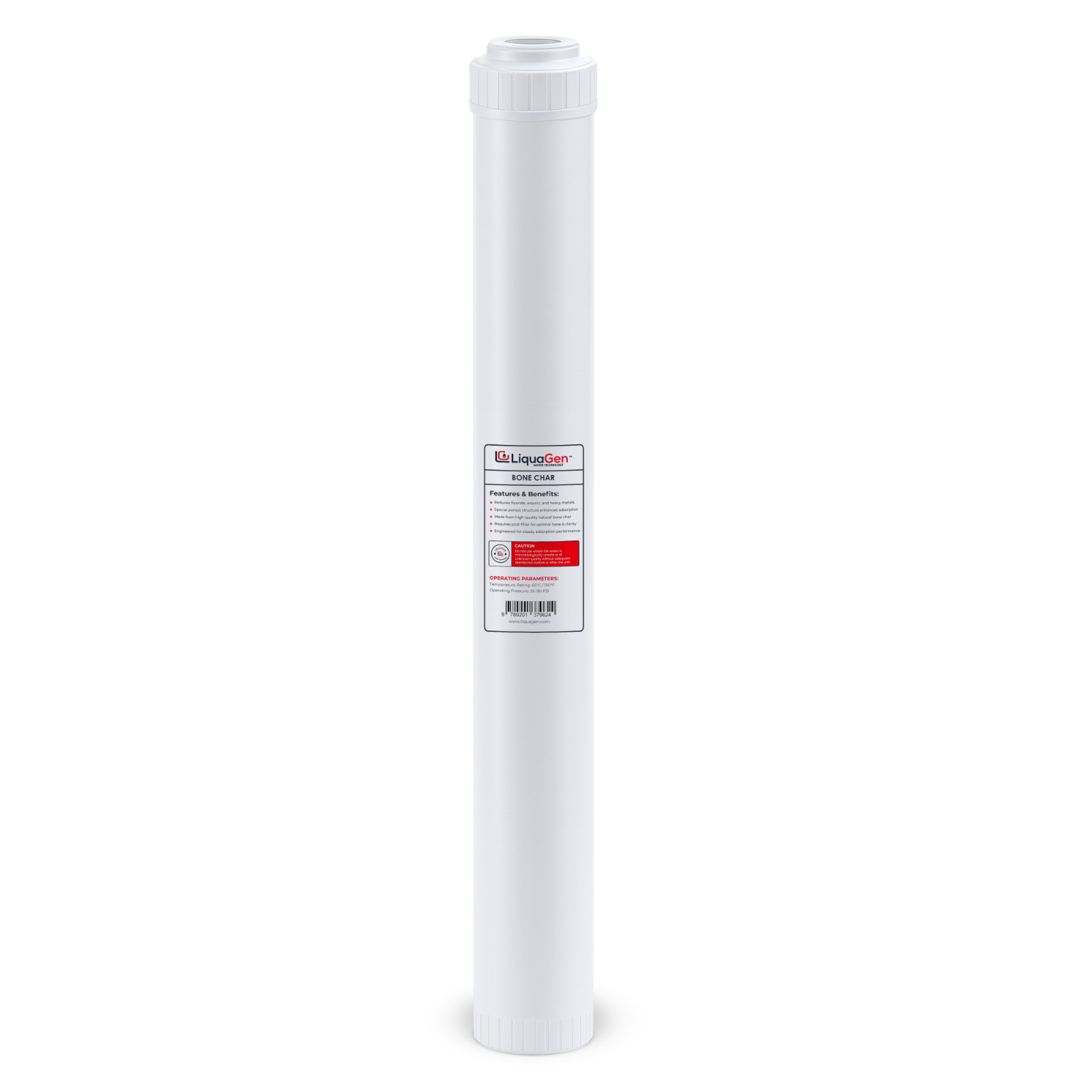 LiquaGen 2.5” x 20” Bone Char Filter Cartridge – Fluoride Reduction