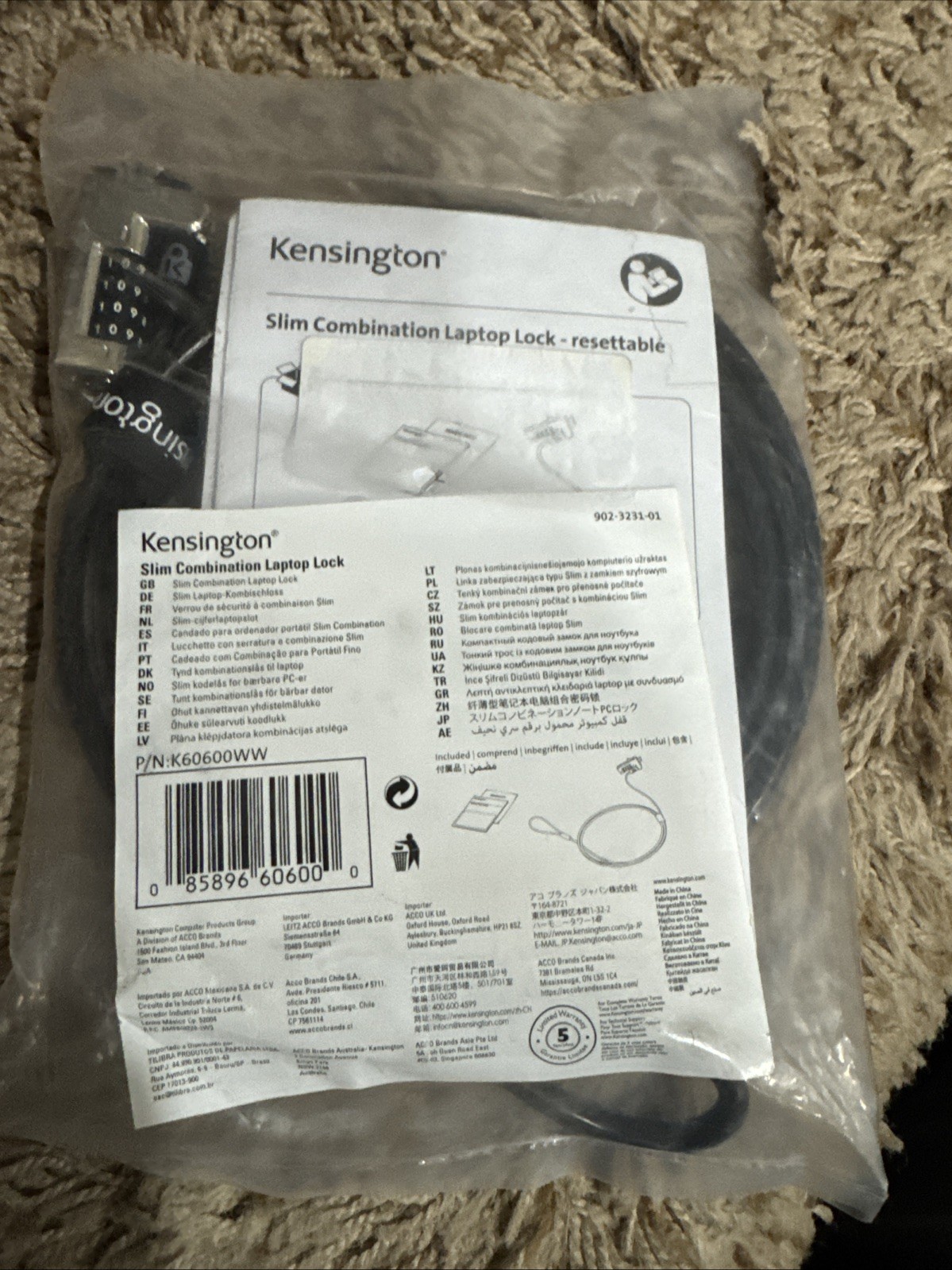Kensington - SLIM Lockhead Combination LAPTOP LOCK - K60600WW