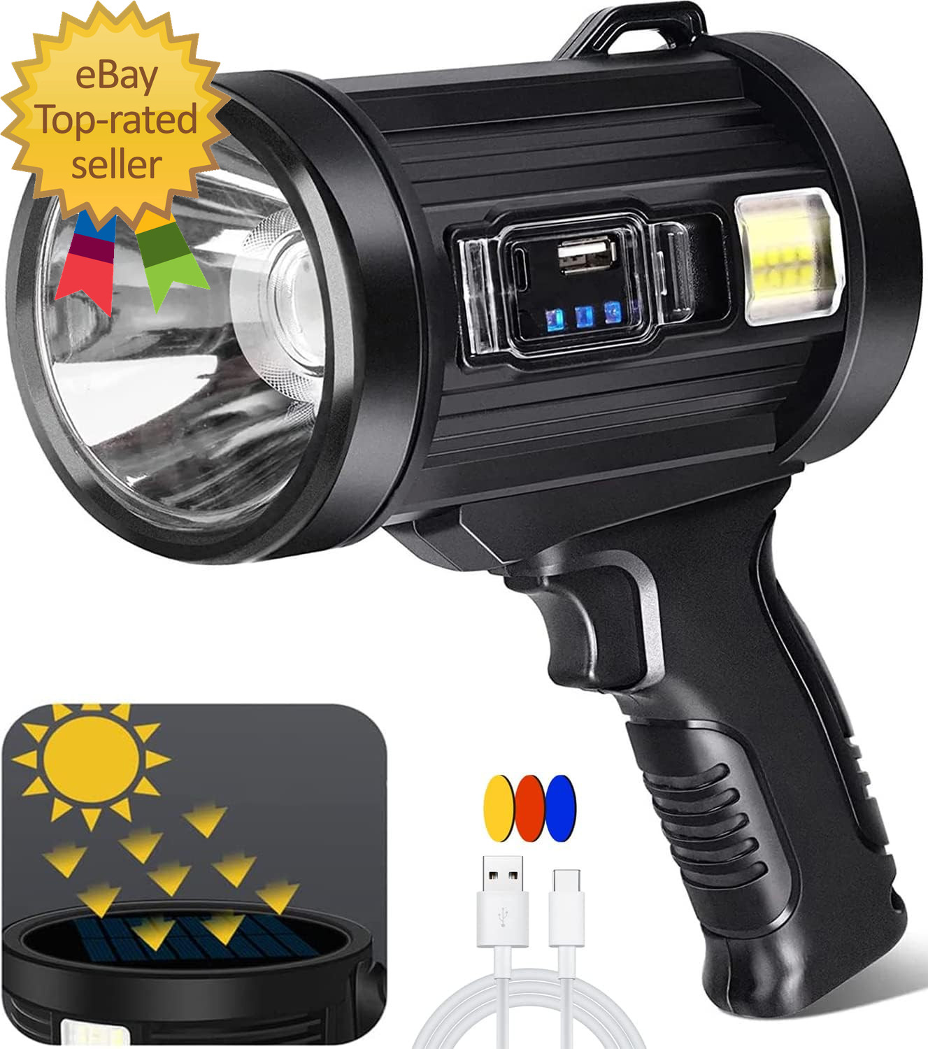 Spotlight 100000 Lumens 6 Modes Led Rechargeable Spotlight Flashlight
