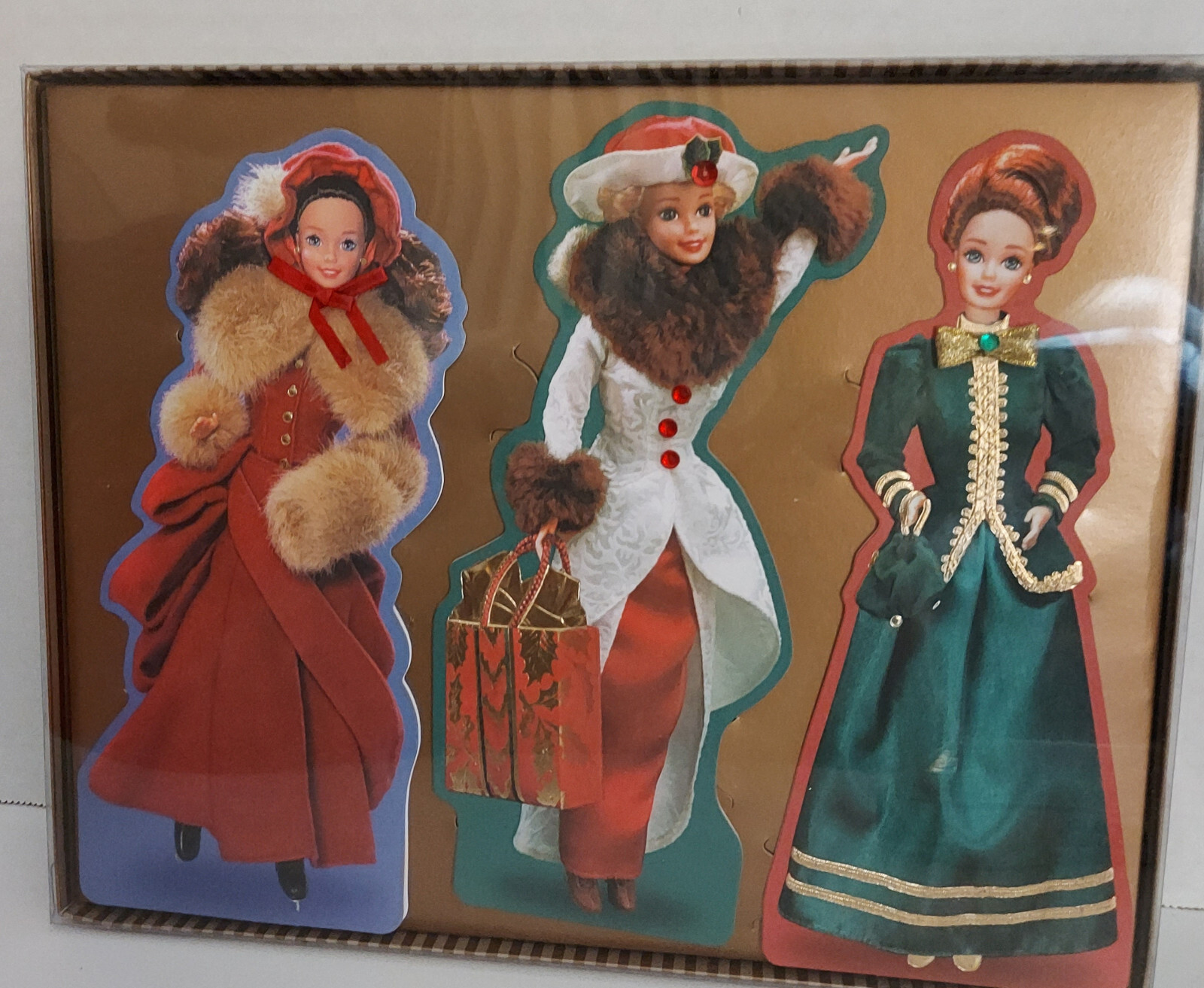 Barbie Vtg Hallmark  Victorian Christmas Collection Set of 3 Embossed Cards Box