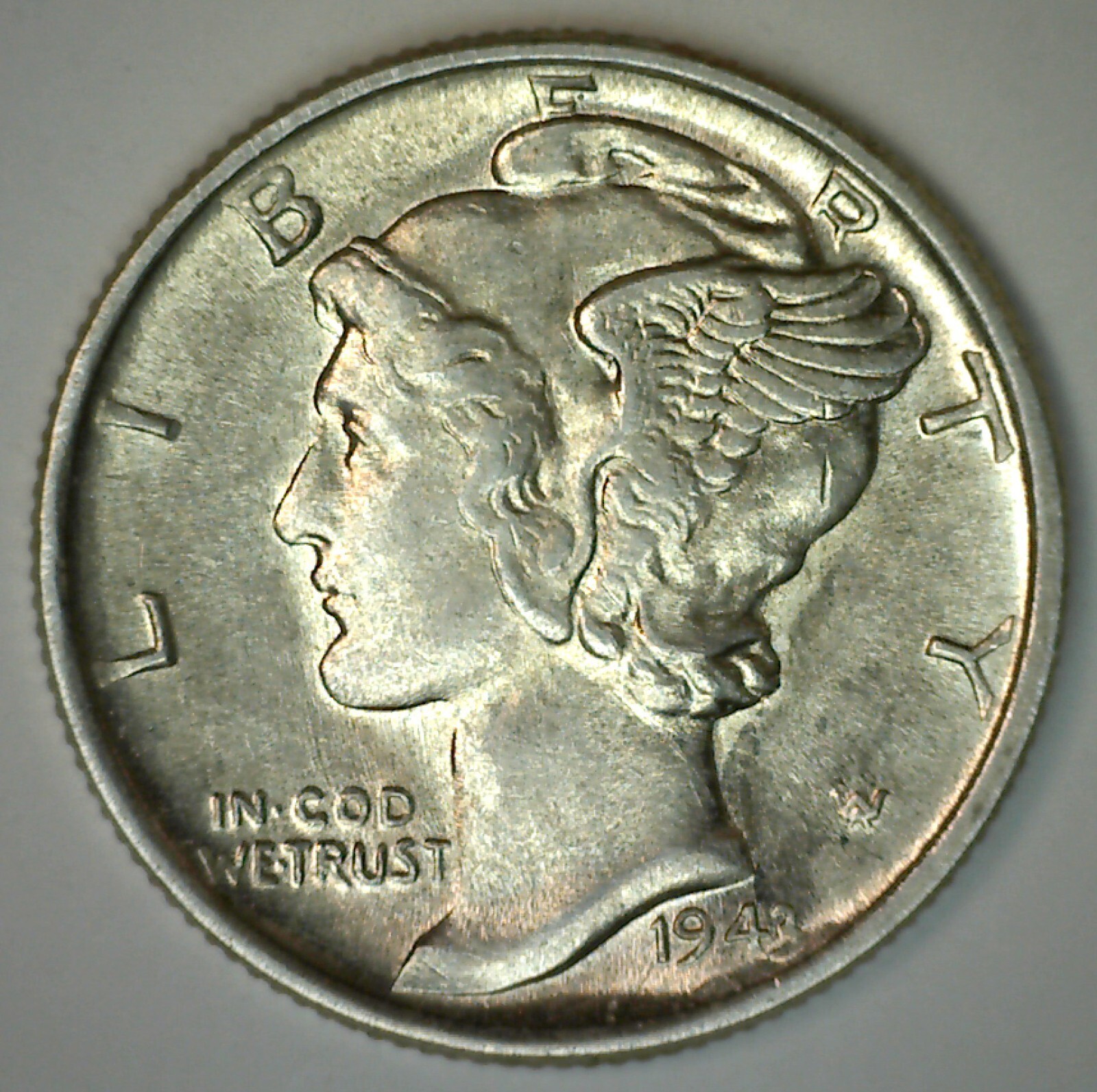 1943 Silver UNC Mercury Dime 10c Uncirculated 10 Cents Coin