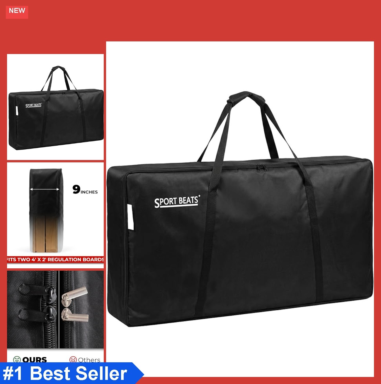 Cornhole Carrying Case for Two Regulation 4x2 Boards 600D Oxford with Luggage...