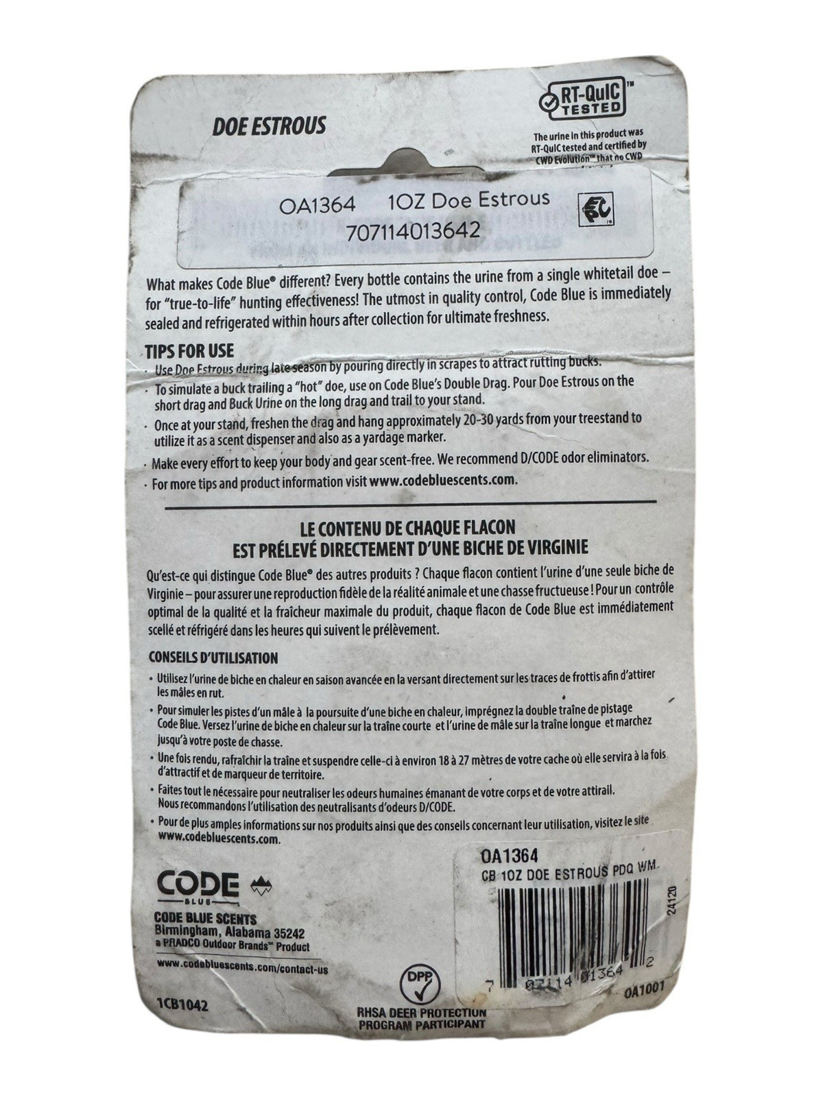Code Blue 100% Pure Doe Estrous - 1 oz - OA1364