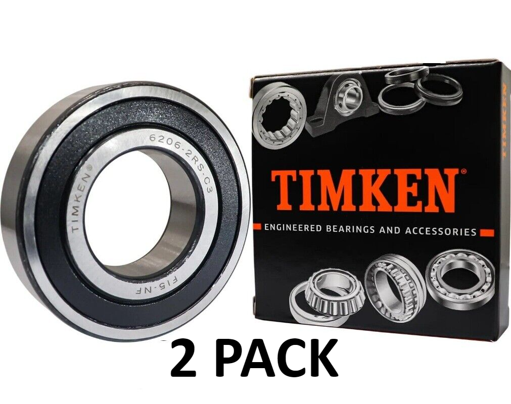 (2PACK) TIMKEN 6206 2RS C3 DEEP GROOVE BALL BEARING RUBBER SEALED 30x62x16mm
