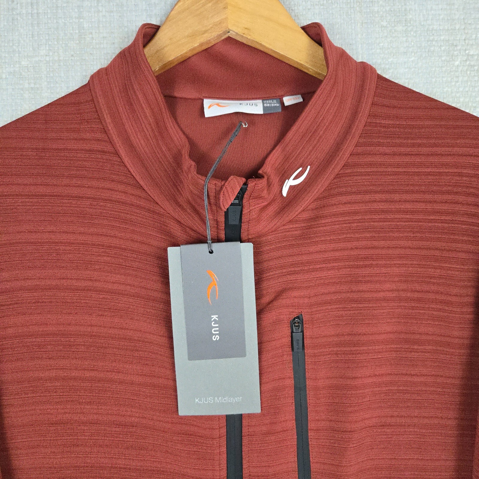 KJUS Full Zip Jacket Size 3XL NEW $279 Mens Performance Wicking Midlayer Rust