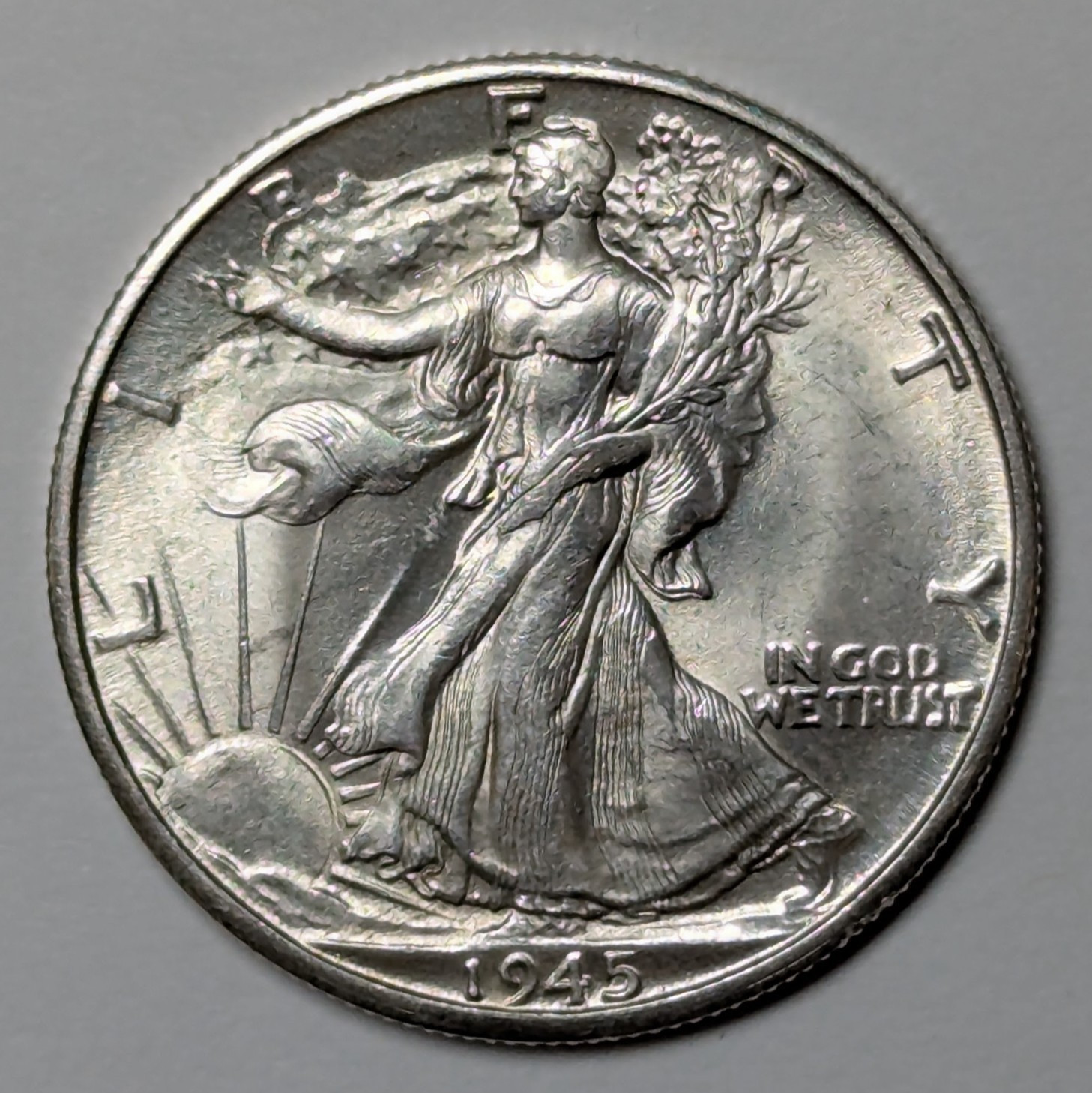 1945 D Walking Liberty Silver Half Dollar MS