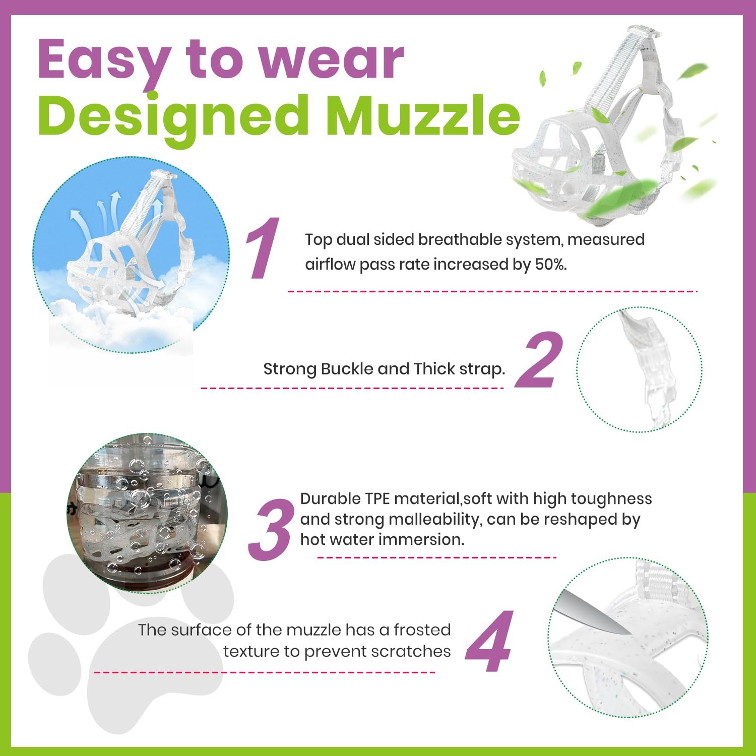 Transparent Size XL GlowinTheDark Dog Basket Muzzle AntiBiting Chewing