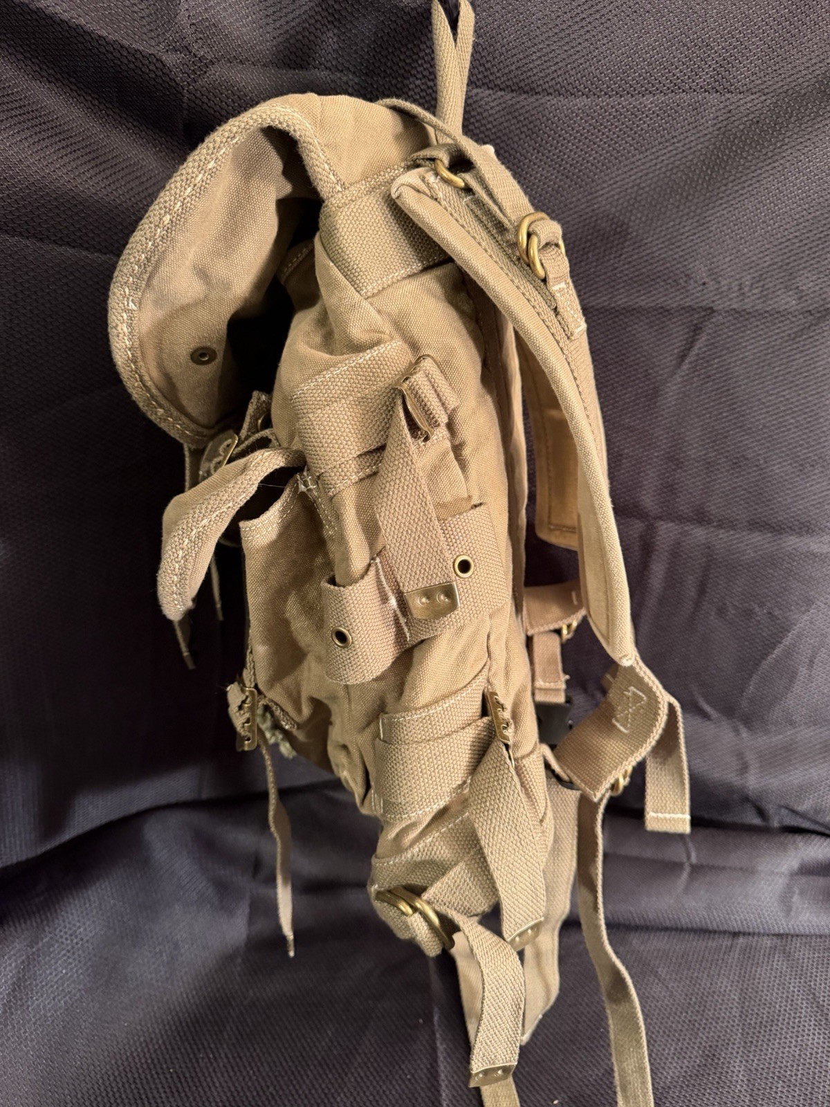Military Canvas Ruck Backpack | Multiple Pockets | Adjustable Straps | Tan | New