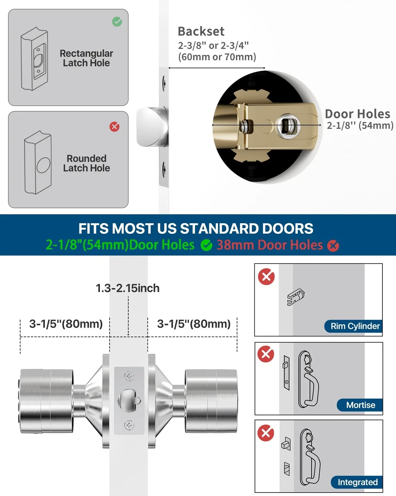 Door Knob with Keypad, Door Lock with Code, Keyless Entry Keypad Door Locks w...