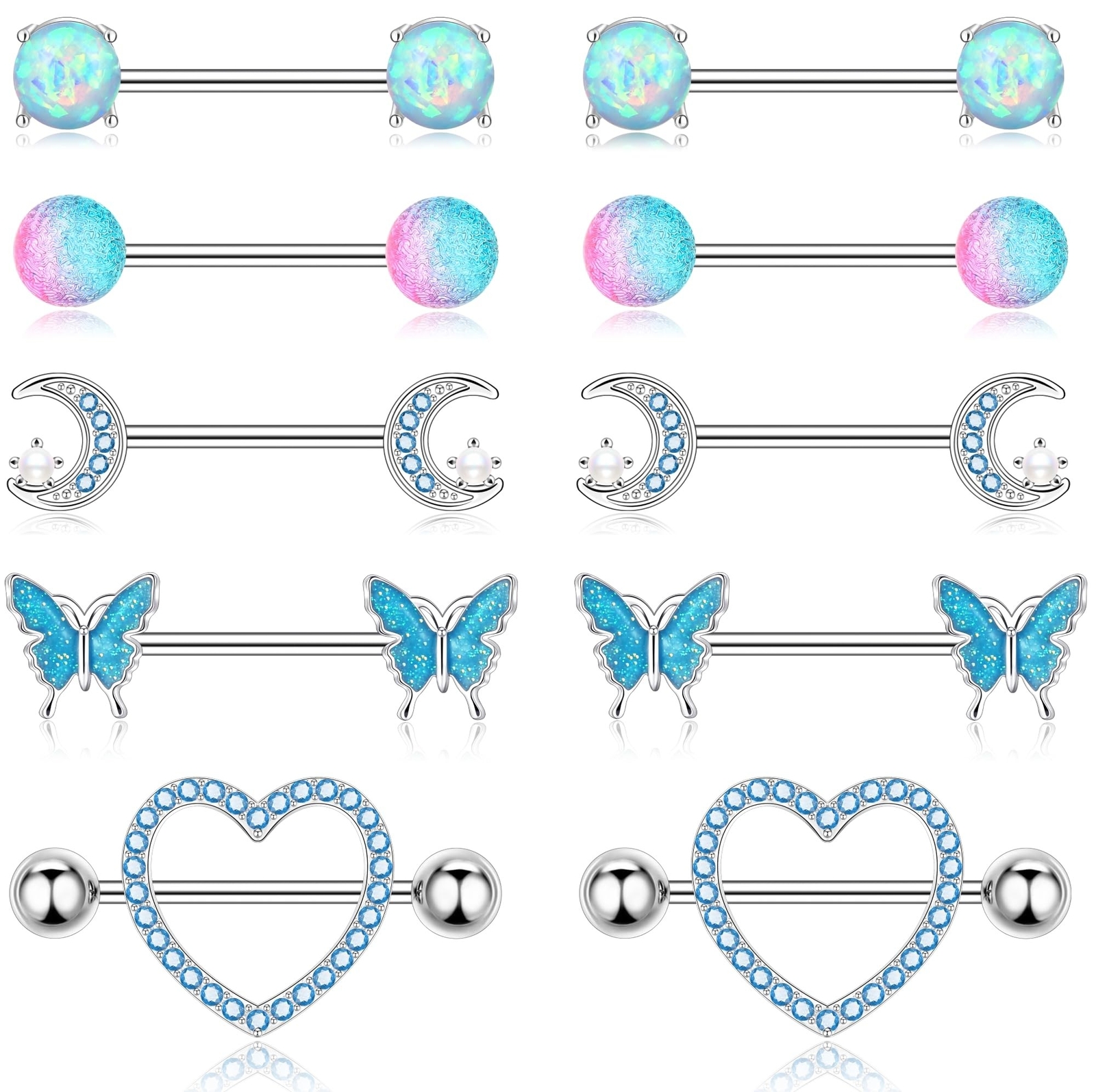 Nipple Rings Surgical Steel Nipple Piercing Jewelry 14g for Women with Cute H...