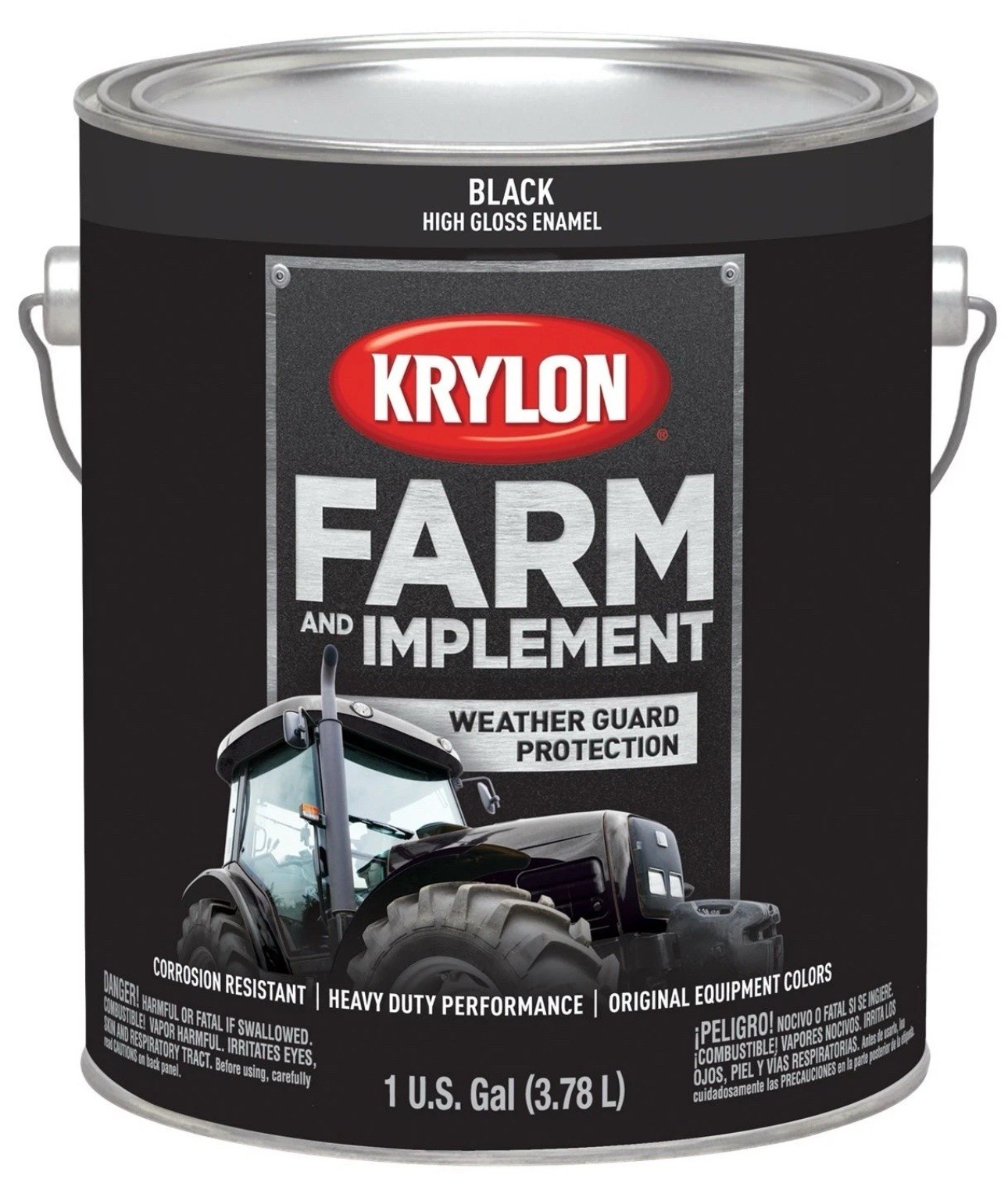 (1 Gallon) Krylon Farm & Implement Paints BLACK HIGH GLOSS ENAMEL UGLY CAN