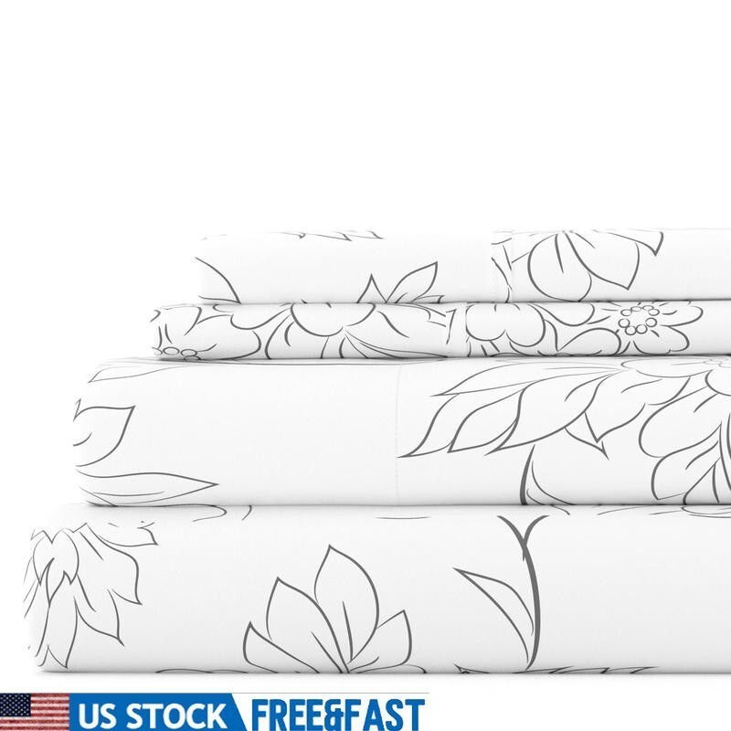 4 Piece King Microfiber Bed Sheet Set Hypoallergenic Deep Pocket Soft 800TC New