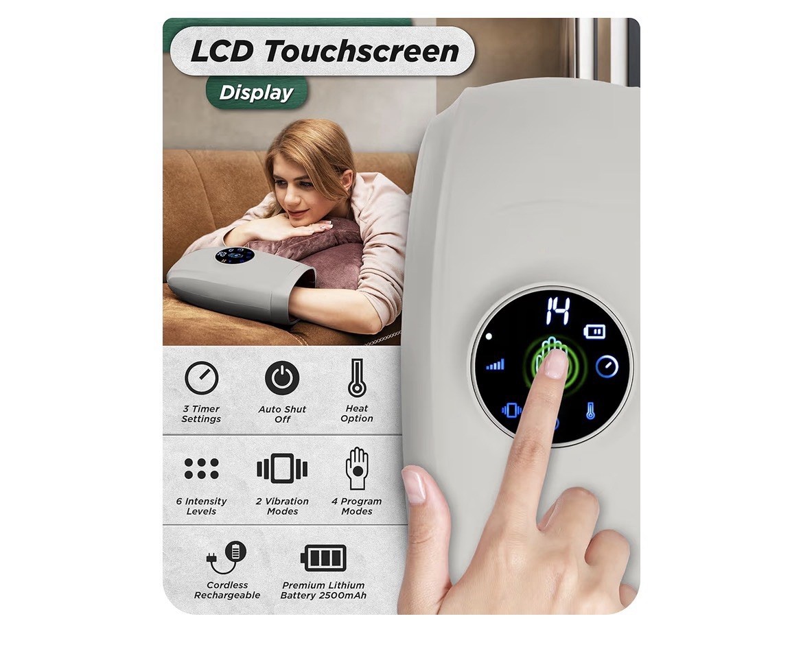 Lunix LX7 Electric Hand Massager with Compression & Touchscreen for Arthritis RD