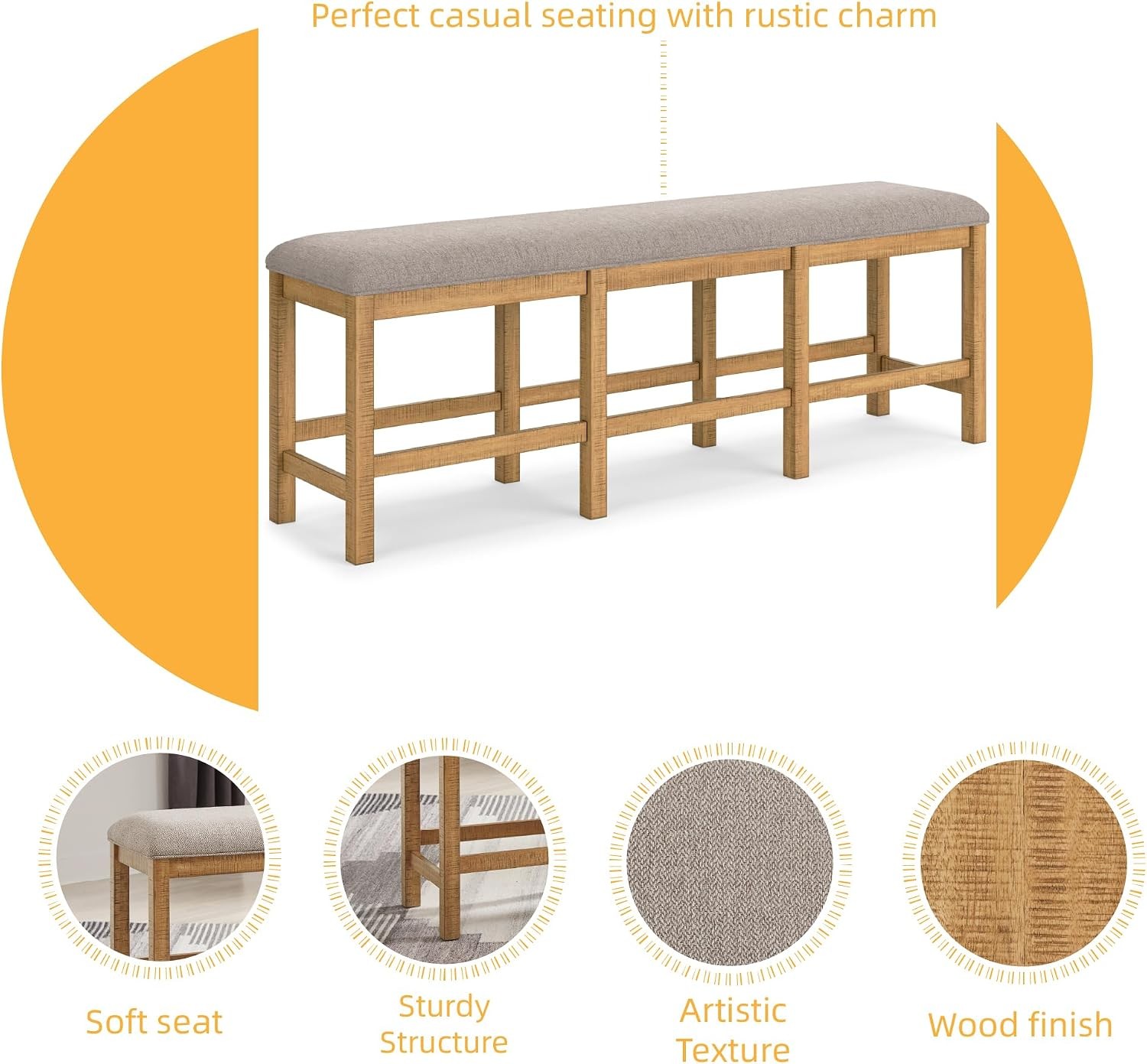 Havonplane 72" Counter Height Dining Bench Brown
