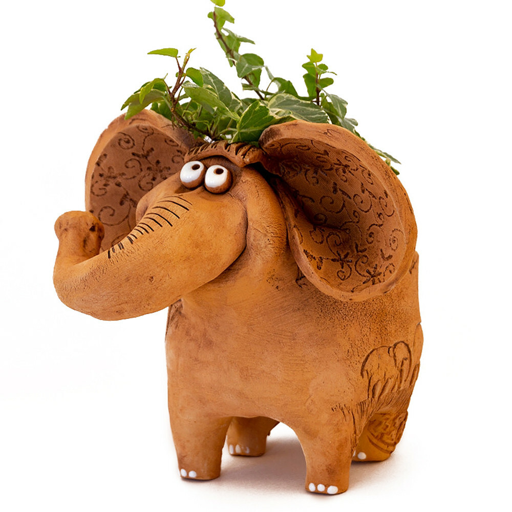 Elephant Clay Planter Ceramics Plant Pot Terracotta Cachepot Flower Pot 6x7