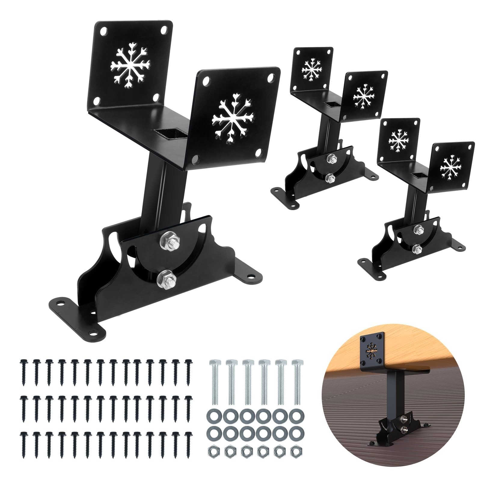 3Pack Heavy Duty Adjustable 5.55" Pergola Roof Riser Beam Brackets Hardware K...