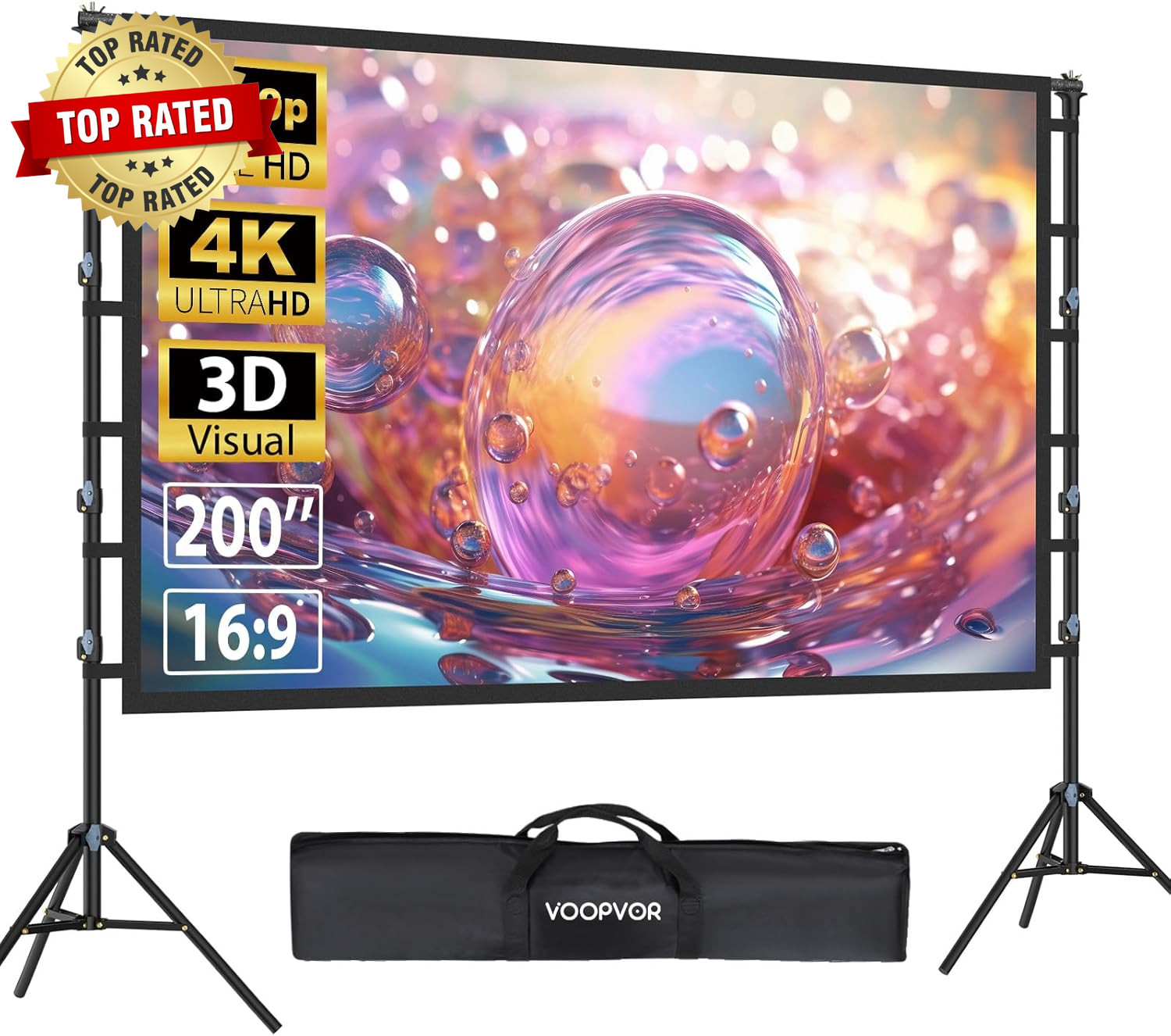200 Inch Projector Screen with Stand:  16Ft Portable Large Projection Screen and