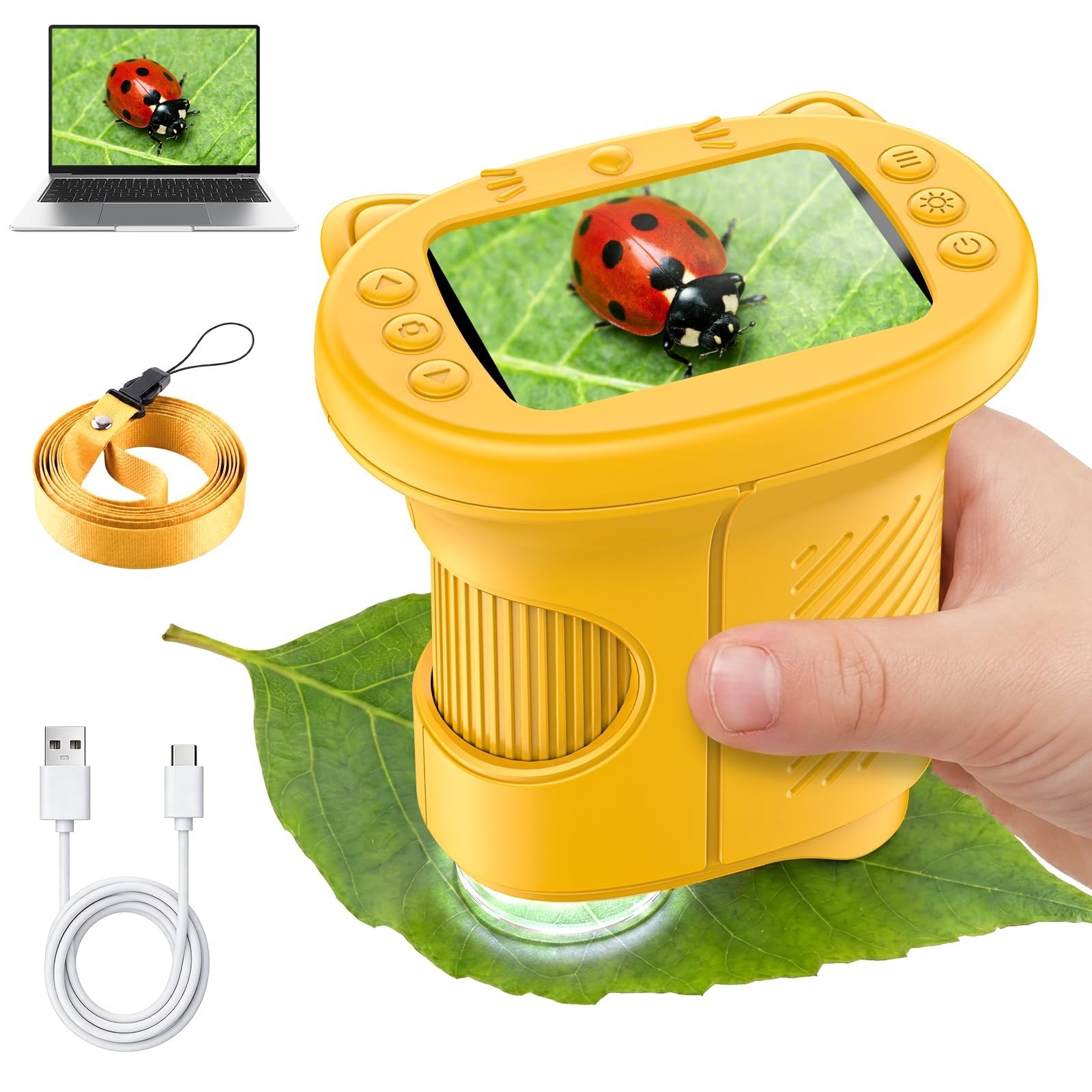 Kids Microscope Handheld, Digital 1000X, 2.4" HD Screen | Pocket Size,...