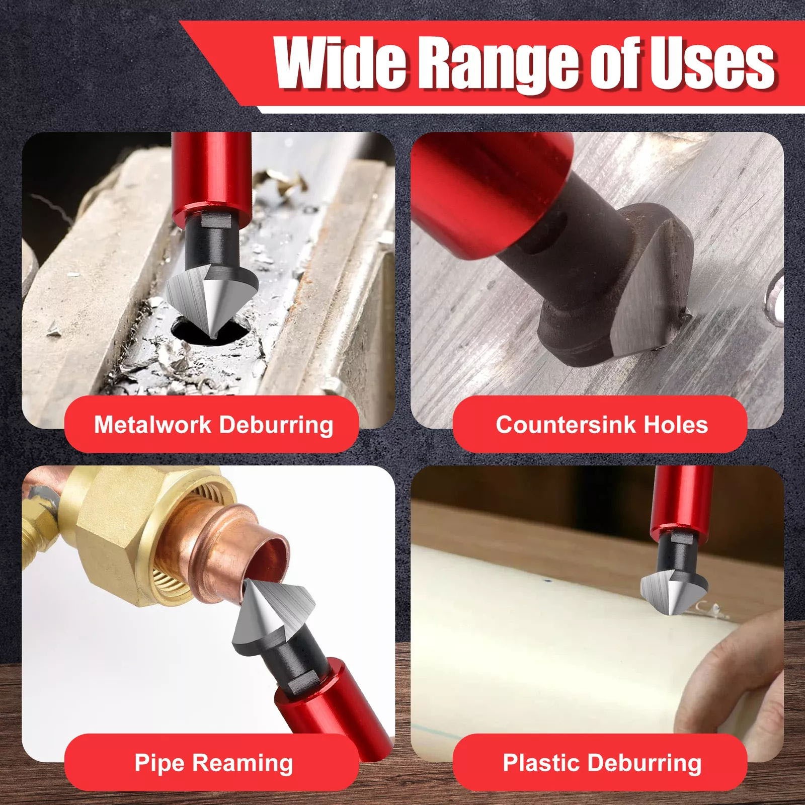 Deburring Tool Countersink Hand Reamer with 10PC Extra Blades Kit for Metal
