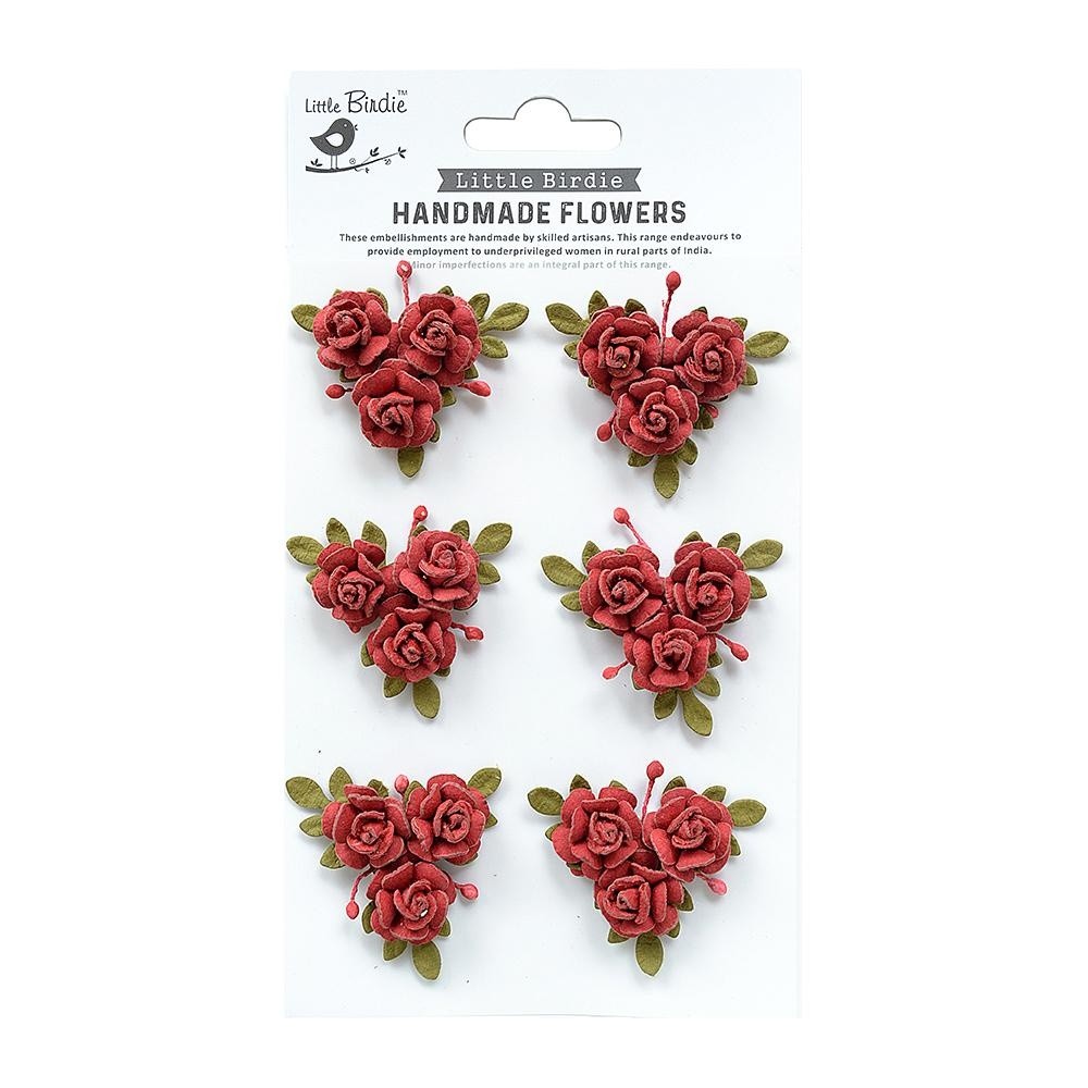 Little Birdie Francisca Paper Flowers 6/Pkg-Love and Roses - 3 Pack