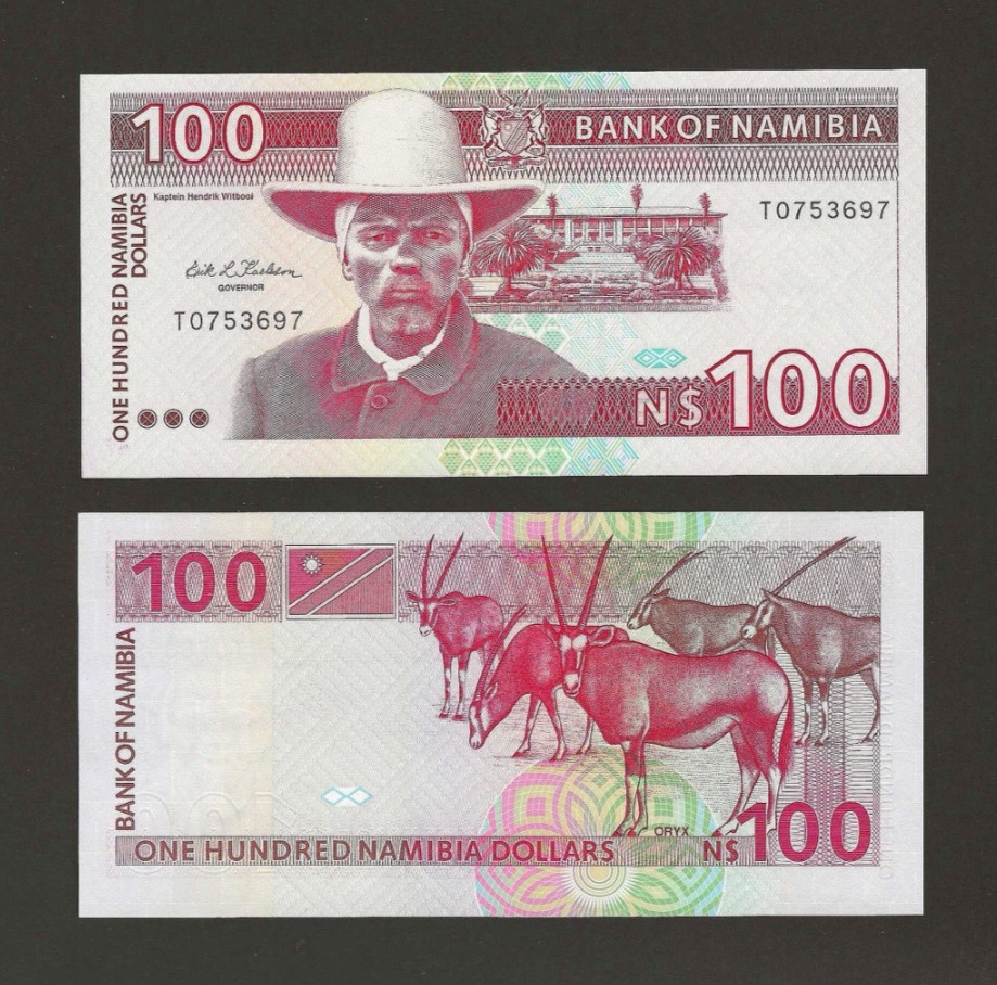 NAMIBIA 100 Dollars 1993, P-3 First Series, Karlson Signature Original UNC Grade