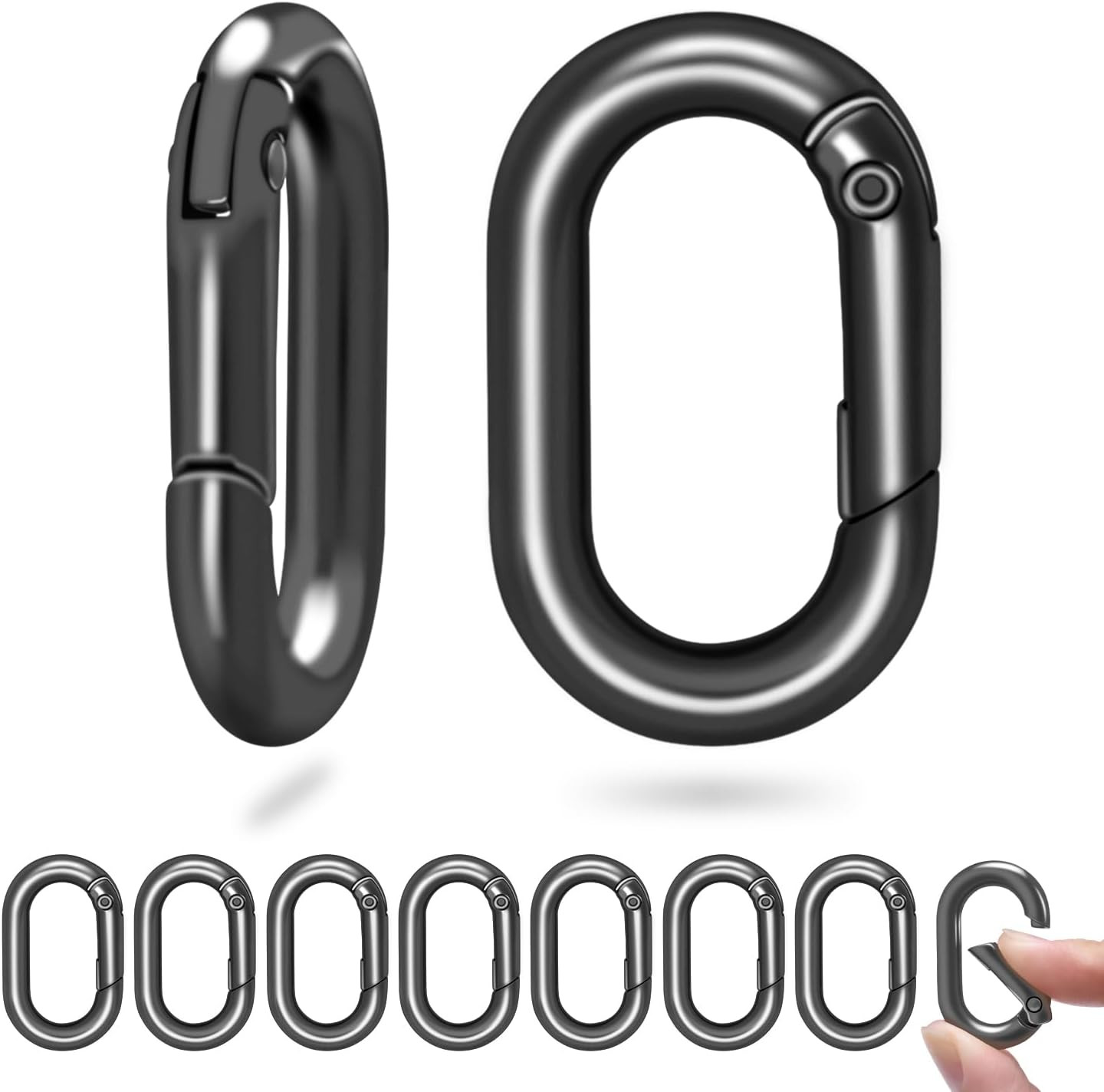 10-Pack 1-Inch Metal Carabiner Clips for Keychains and Accessories (Gunmetal)