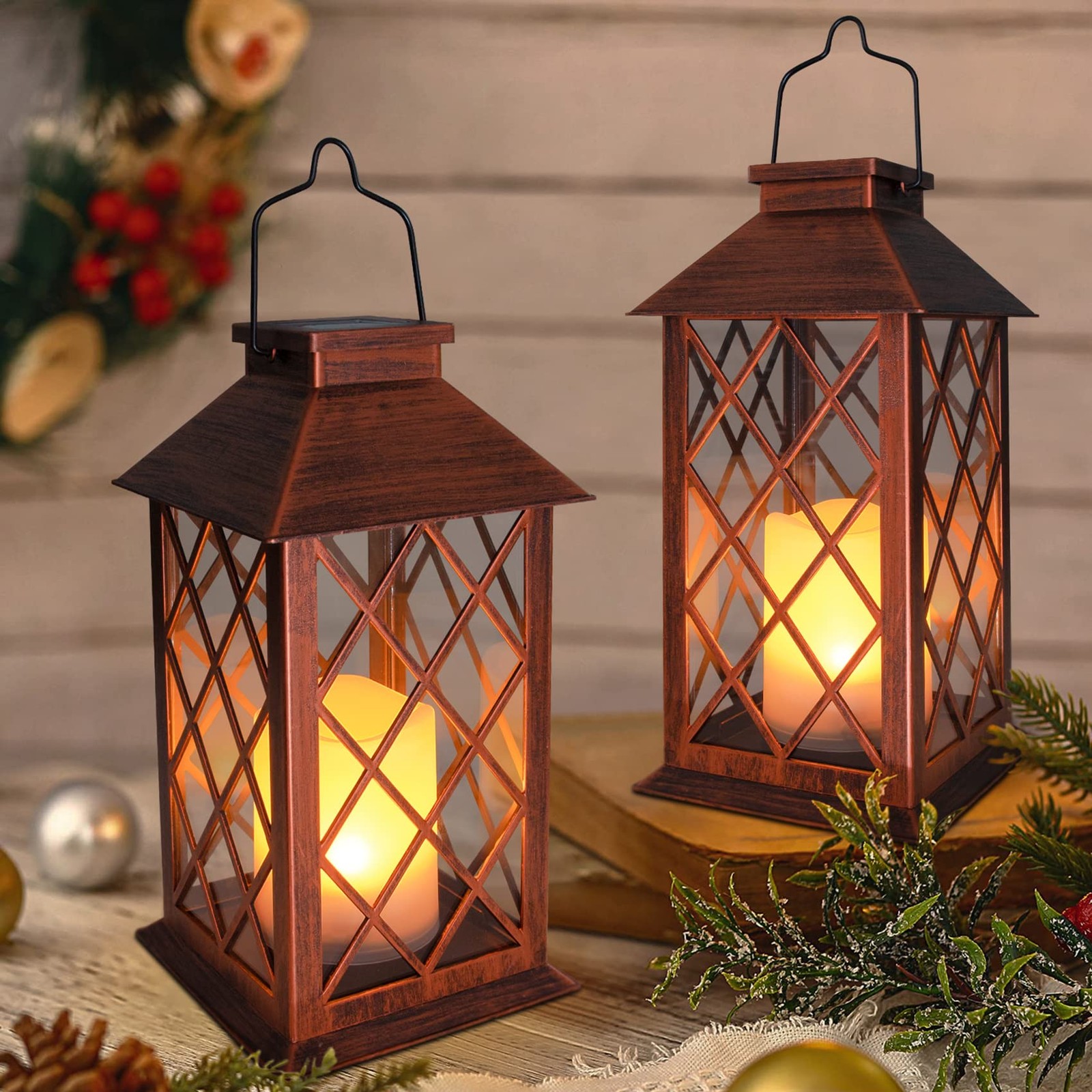 [2 Pack] TAKE ME 14" Solar 14” (H) * 5.51” (L) * (W), Antique Copper