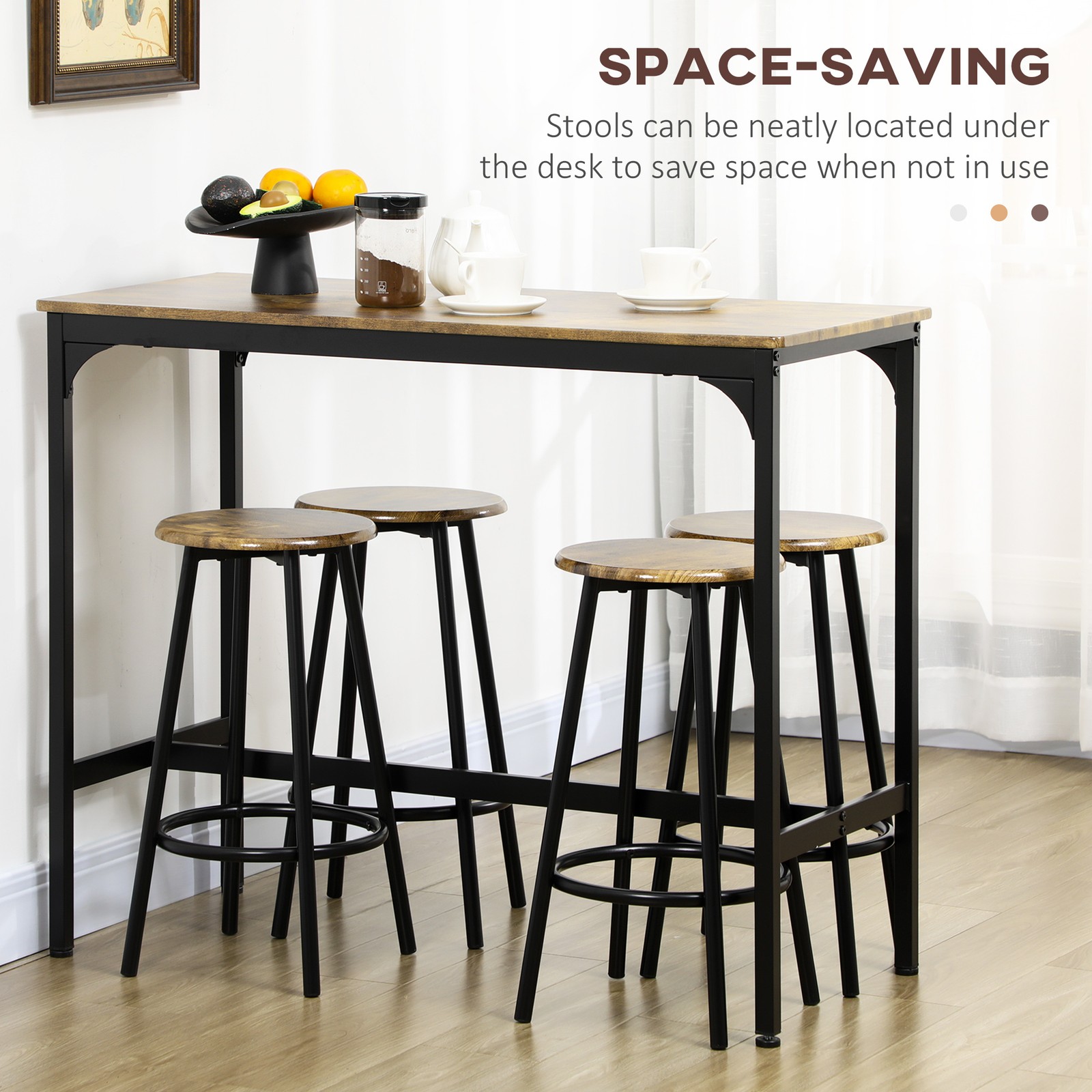 Pub Table and Chair 5-piece Set Consists of A Table and Four Chairs