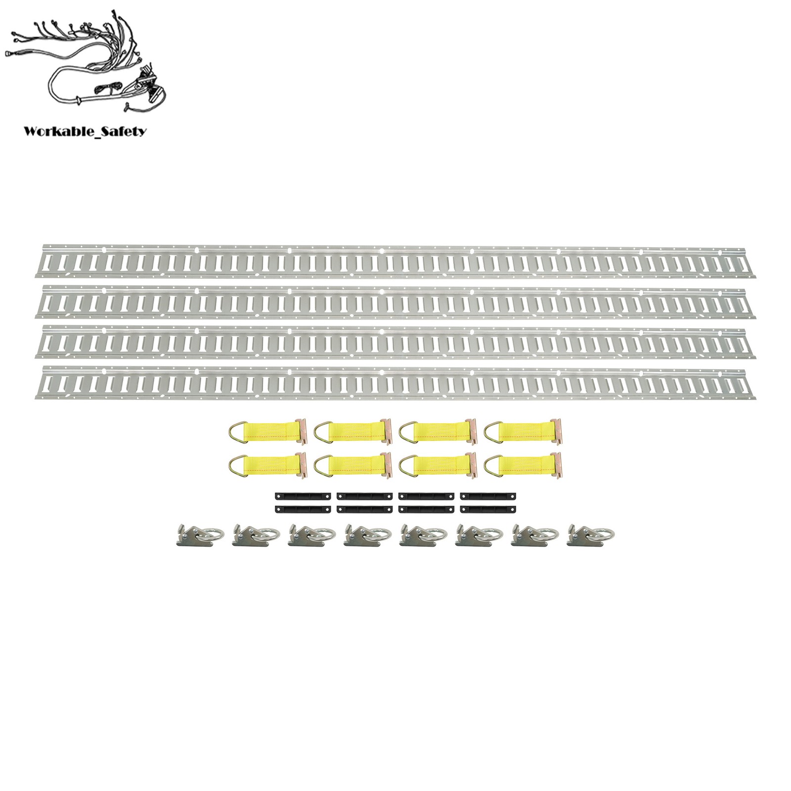 Silver 28 Pack 8 Foot E Track Rails Zinc Plated Steel For Cargo Trailer Tie Down
