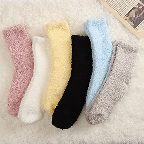 Womens Fuzzy Socks Microfiber Soft Cozy Warm Slipper Sleeping Slipper Socks-a