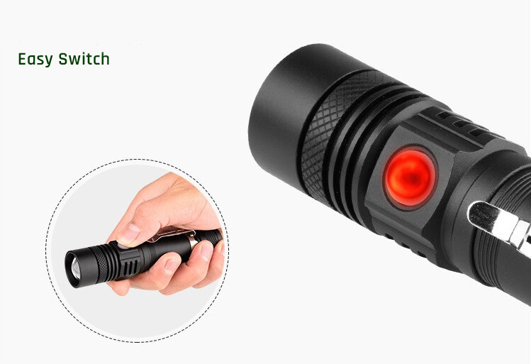 LED 3Modes USB Rechargeable Flashlight Torch Zoom Lamp Light battery