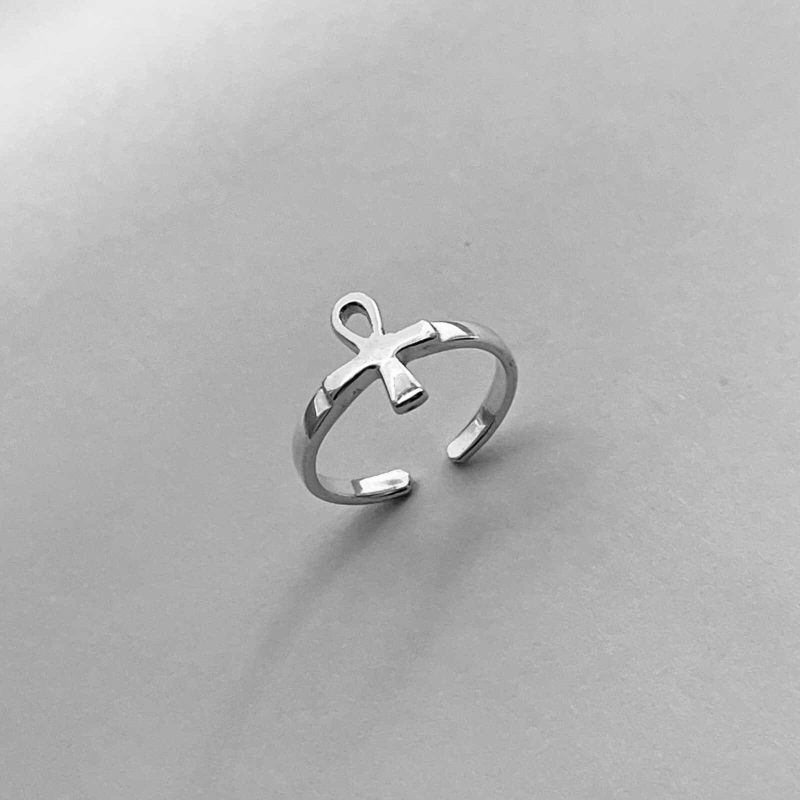 Sterling Silver Ankh Toe Ring, Cross Toe Ring, Silver Rings, Religious Ring