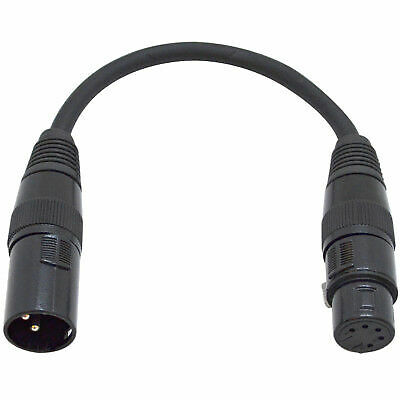 6 Inch 3 Pin XLR Male to 5 Pin XLR Female DMX Turnaround Adapter Cable PA/DJ