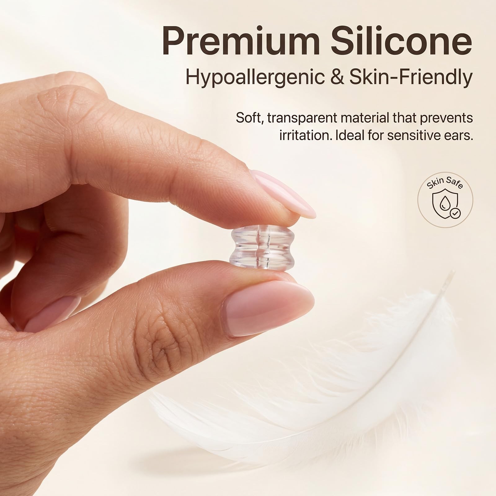 100PCS Silicone Earring Backs, Clear Rubber Stoppers for Studs, Pierced clear