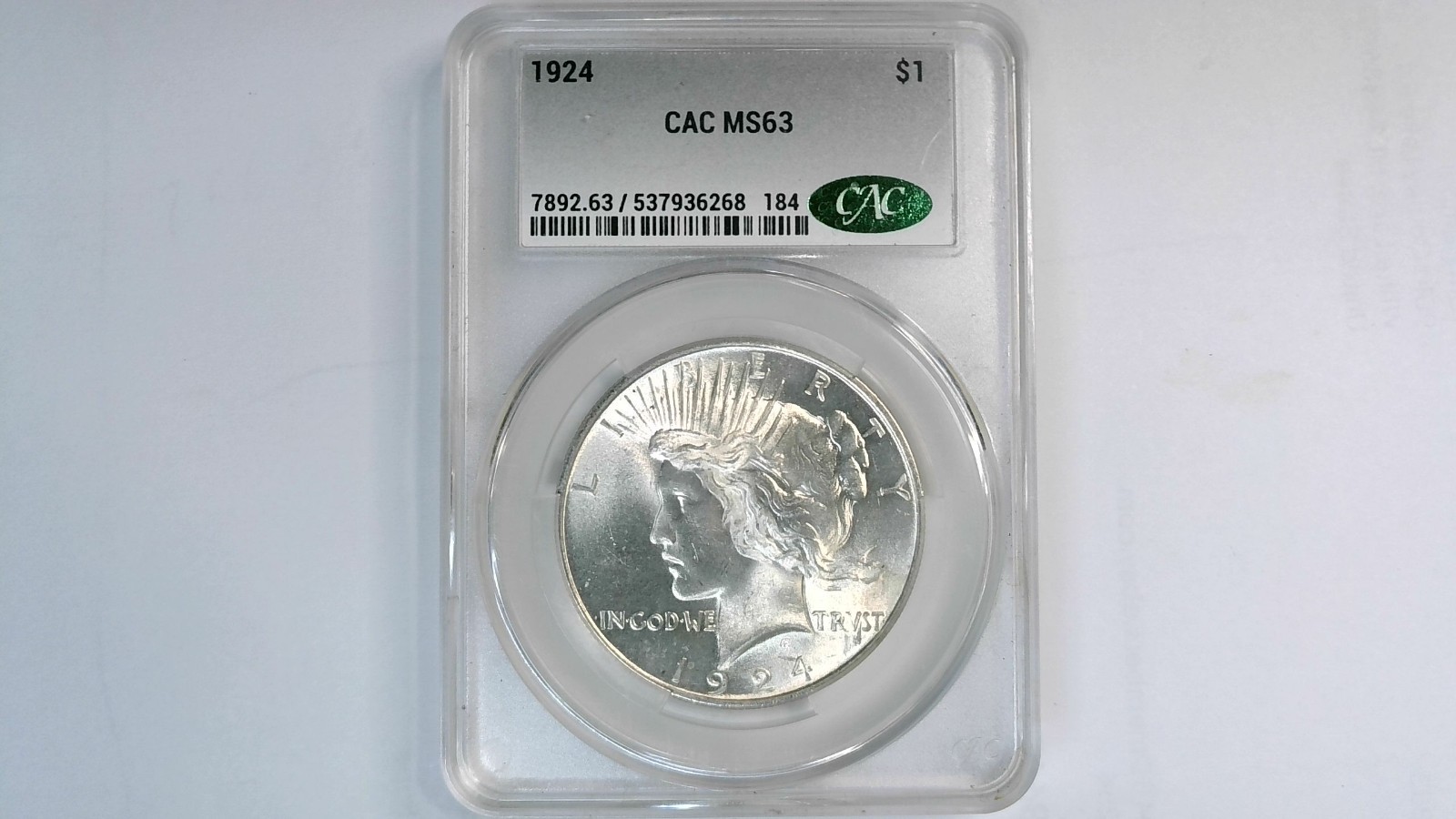 1924 Silver Peace Dollar stunning CAC MS 63