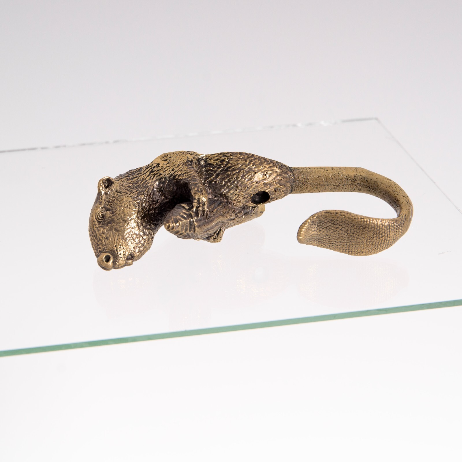 Brass beaver-shaped wall hook, sturdy decorative hook. Wall hooks unique