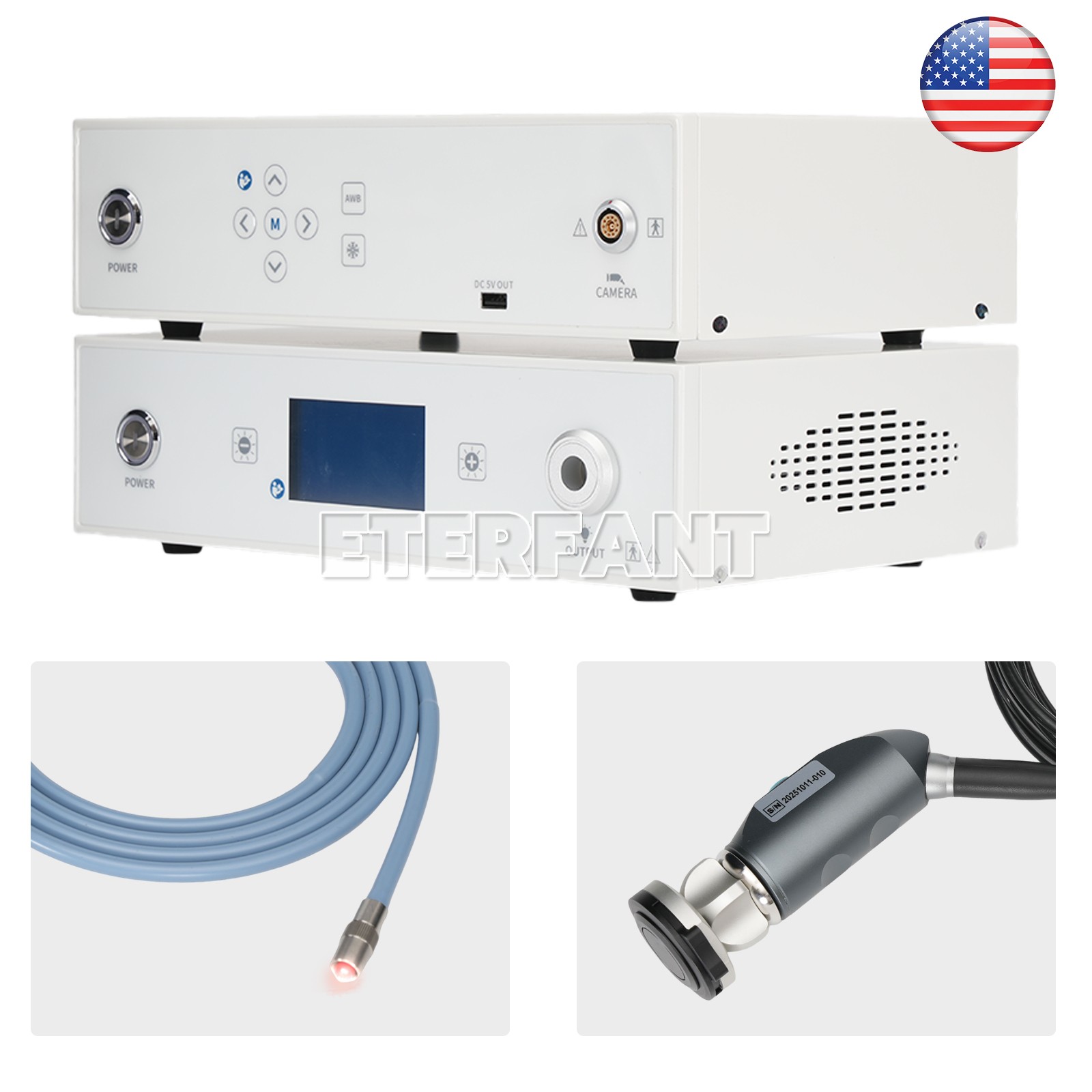 Medical 1080p Full HD Endoscope Camera System with 100W Cold LED Light Source US