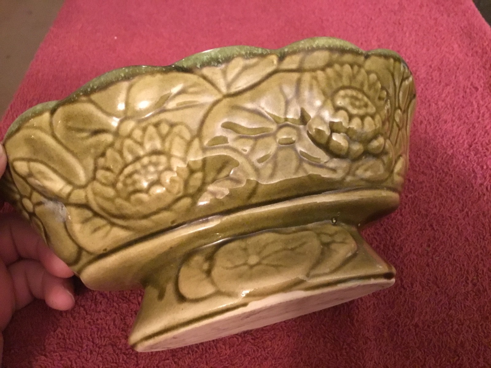 Olive Green Oval Shaped Planter