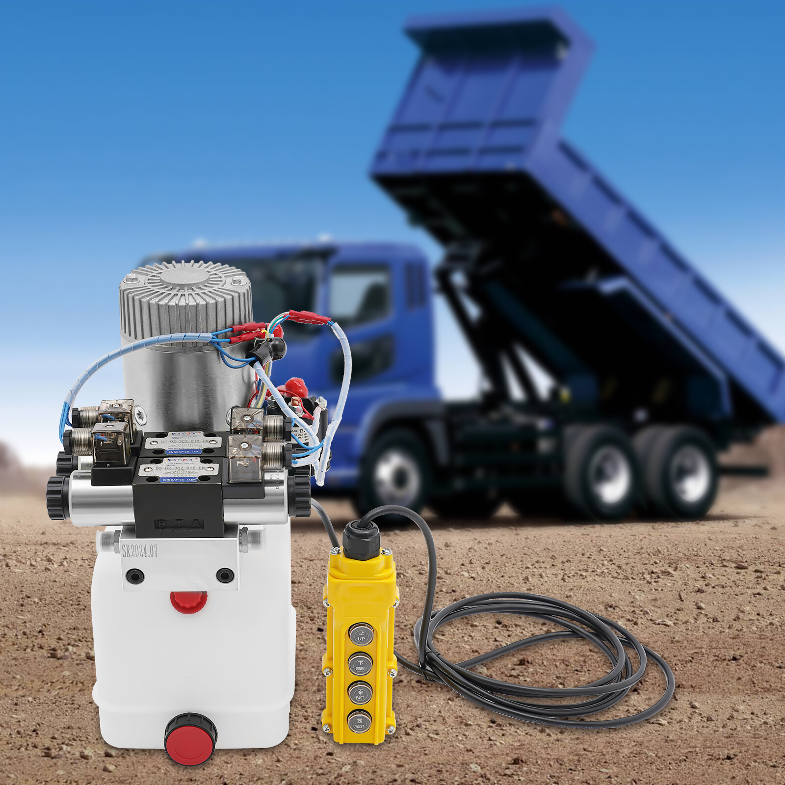 22Mpa Hydraulic Pump 4.5 Quart Double Acting Dump Trailer Pump Power Unit DC 12V