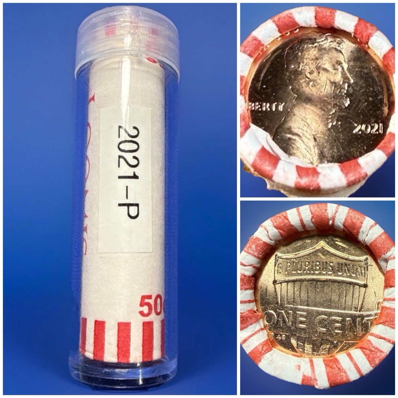 2021-P Lincoln Shield Cent Penny Roll In Sealed Tube. Fed Wrapped OBW BU Roll
