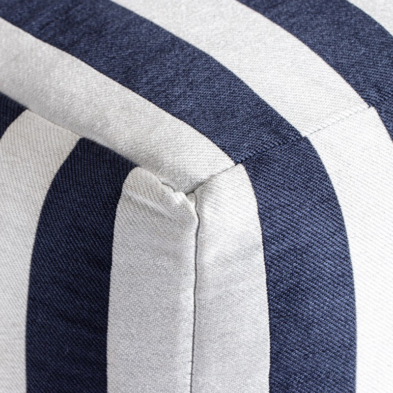 Cape May Blue 18" x 18" x 18" Navy & Ivory Pouf