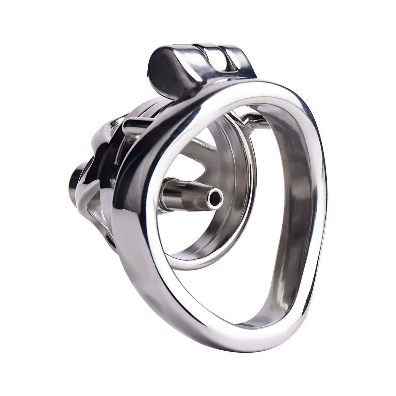 Flat Chastity Cage Device Four Rings Bondage BDSM Chastity Lock US Urinary Tube