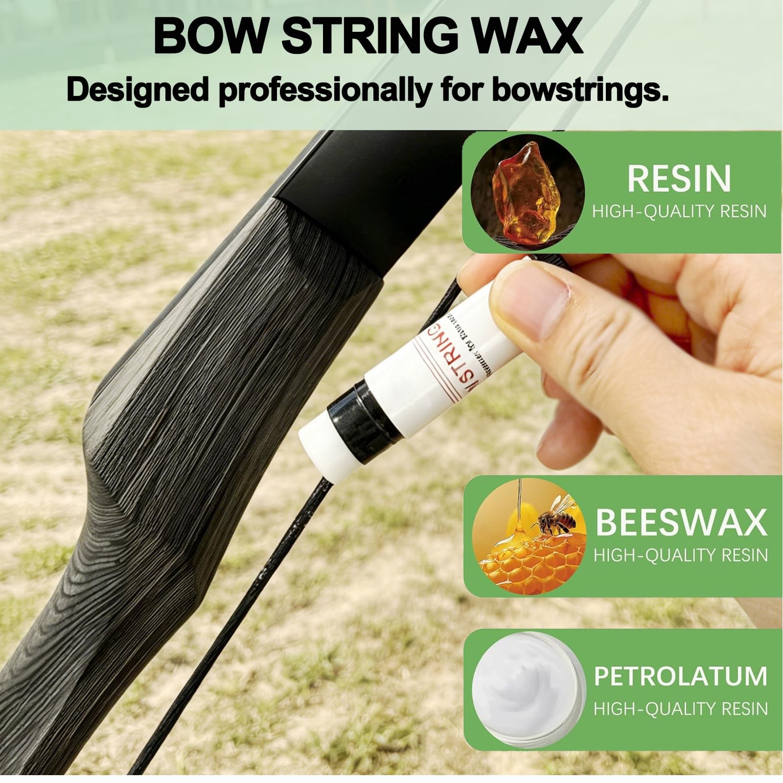 - QI HUO JU - 5pcs Bow String Wax Waterproof Bowstring Odorless & Black