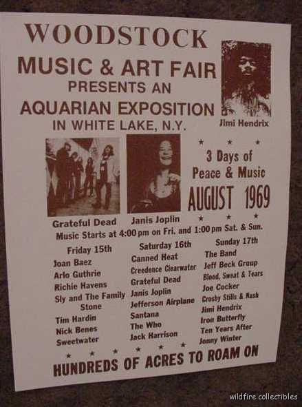 WOODSTOCK MUSIC CONCERT FESTIVAL 1969 POSTER PRINT 60'S art hippie photo sepia
