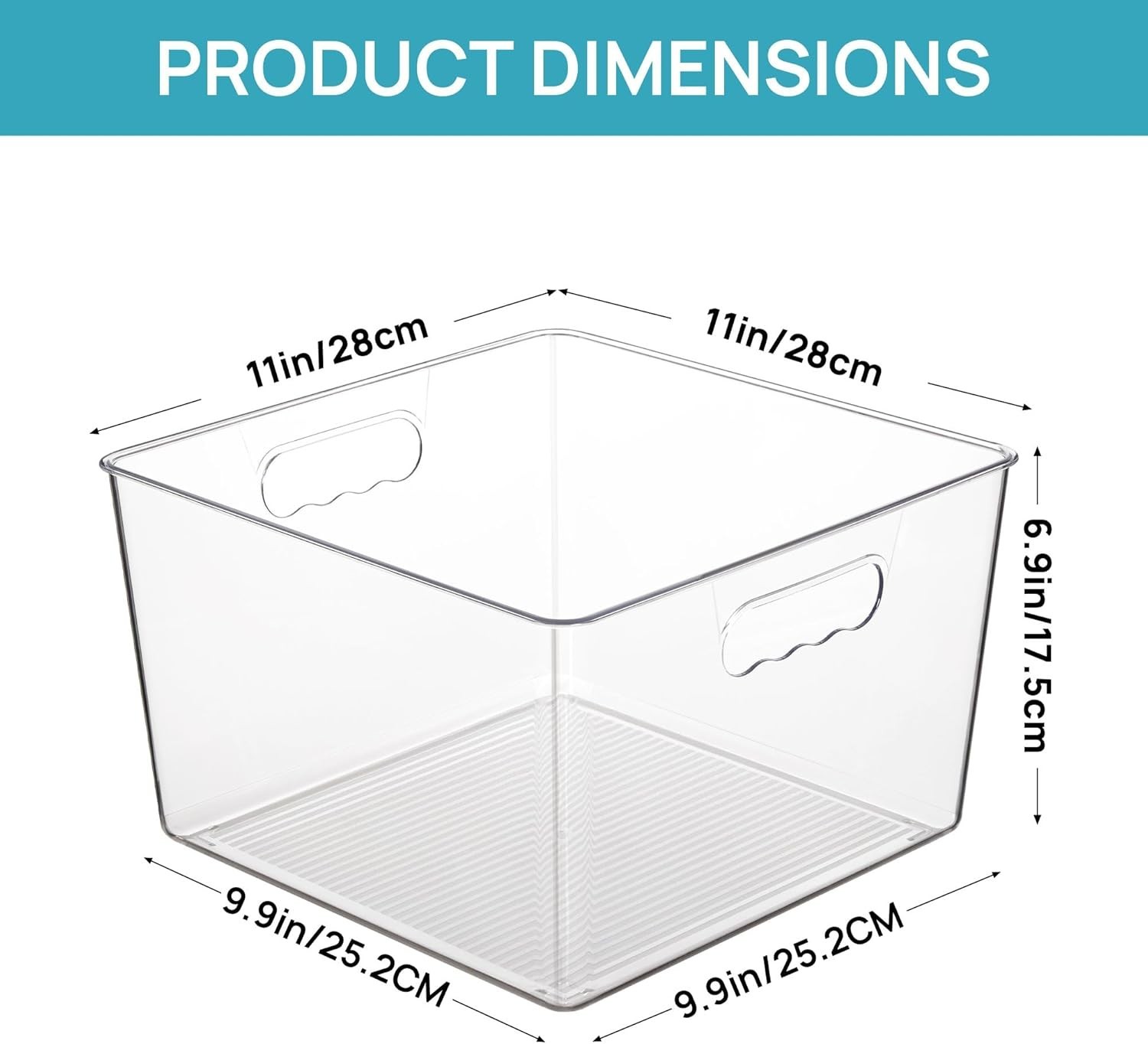 6 Pack Clear Plastic Storage Bins 11x11 Cube Acrylic Organizer Extra Large