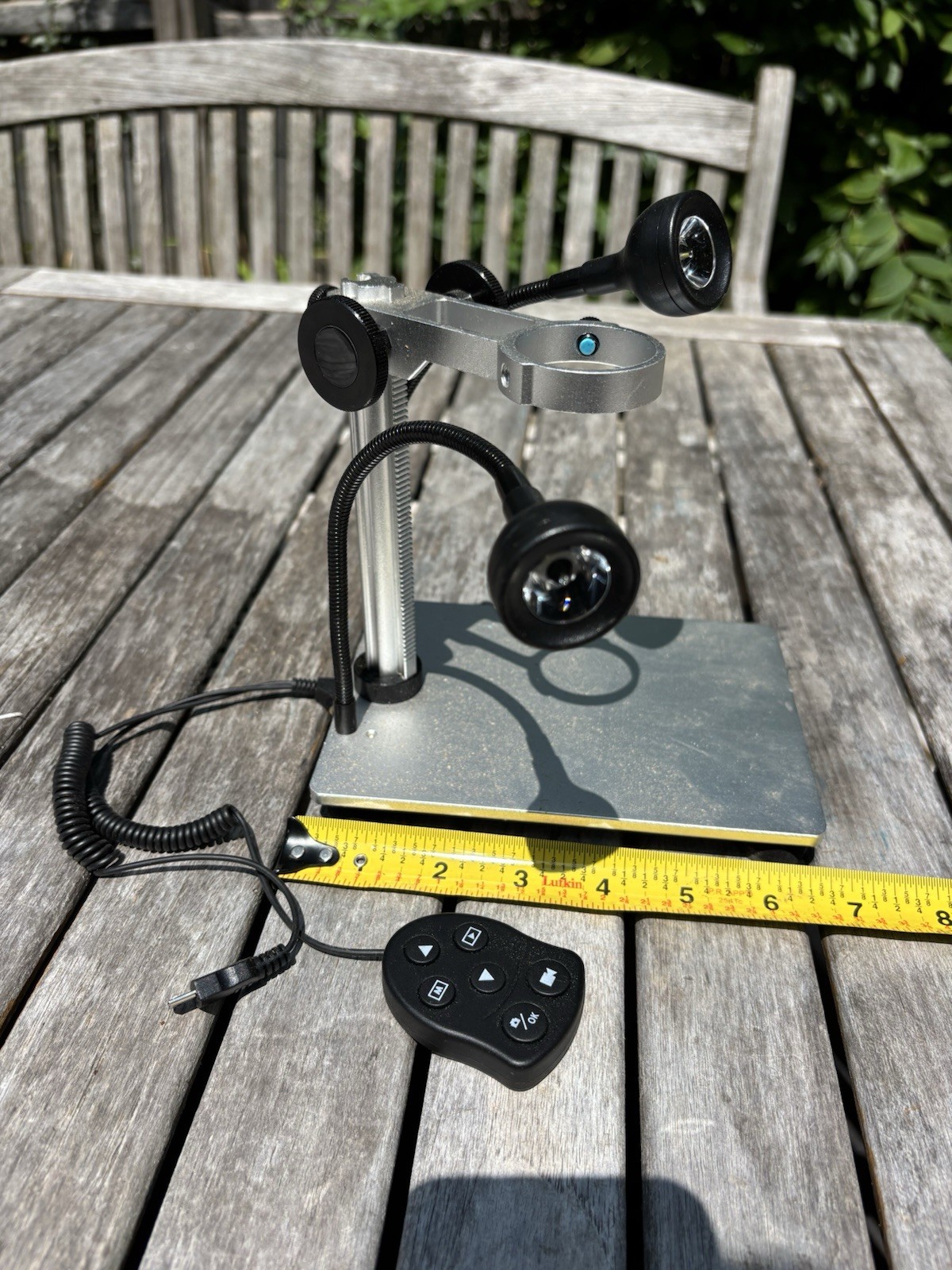 Adjustable Digital Microscope Camera Stand w/ LED Lights & Remote USB-C Power