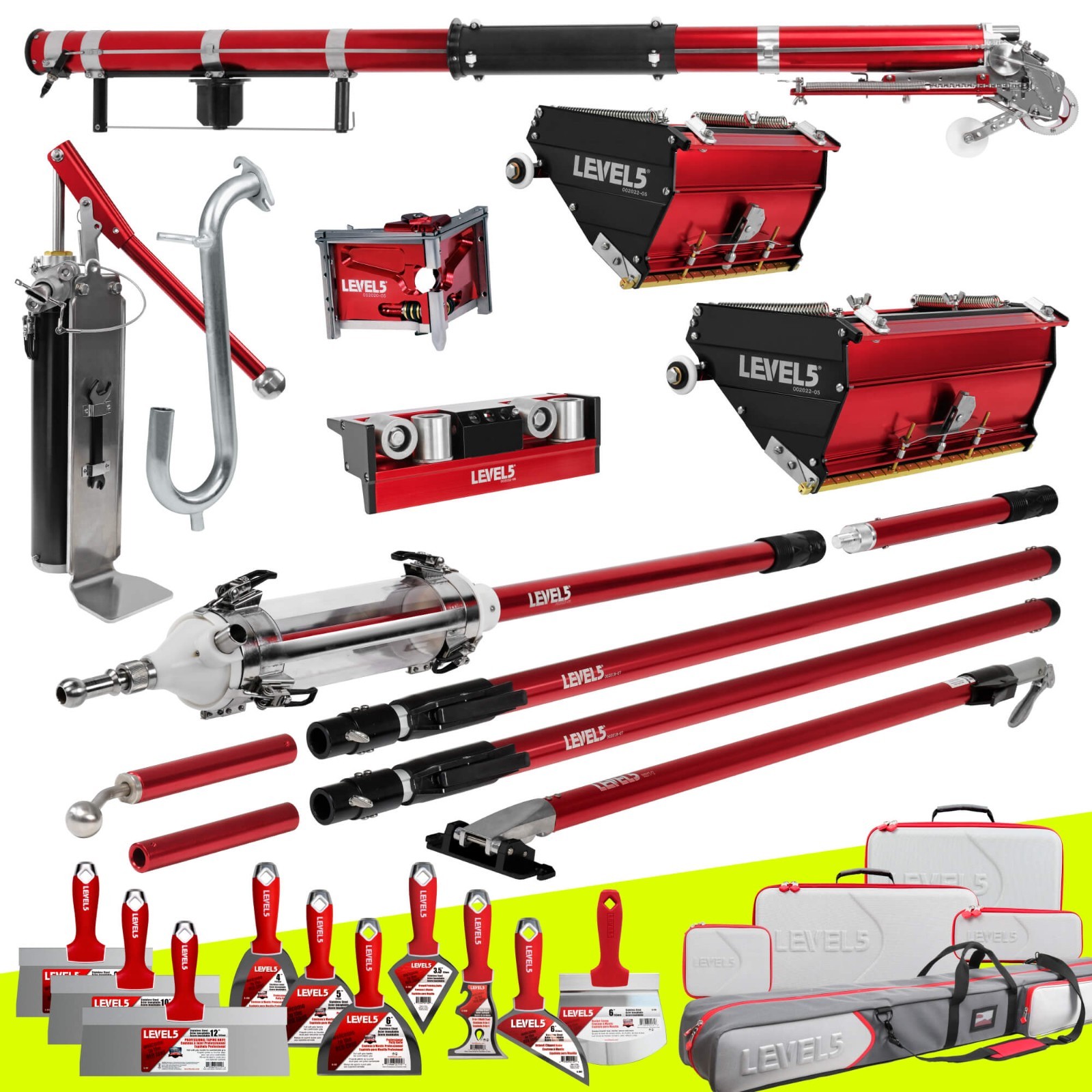 LEVEL5 Drywall Taping Tools | MEGA Boxes, Auto Taper, Pump + MiniShot  | 4-671P