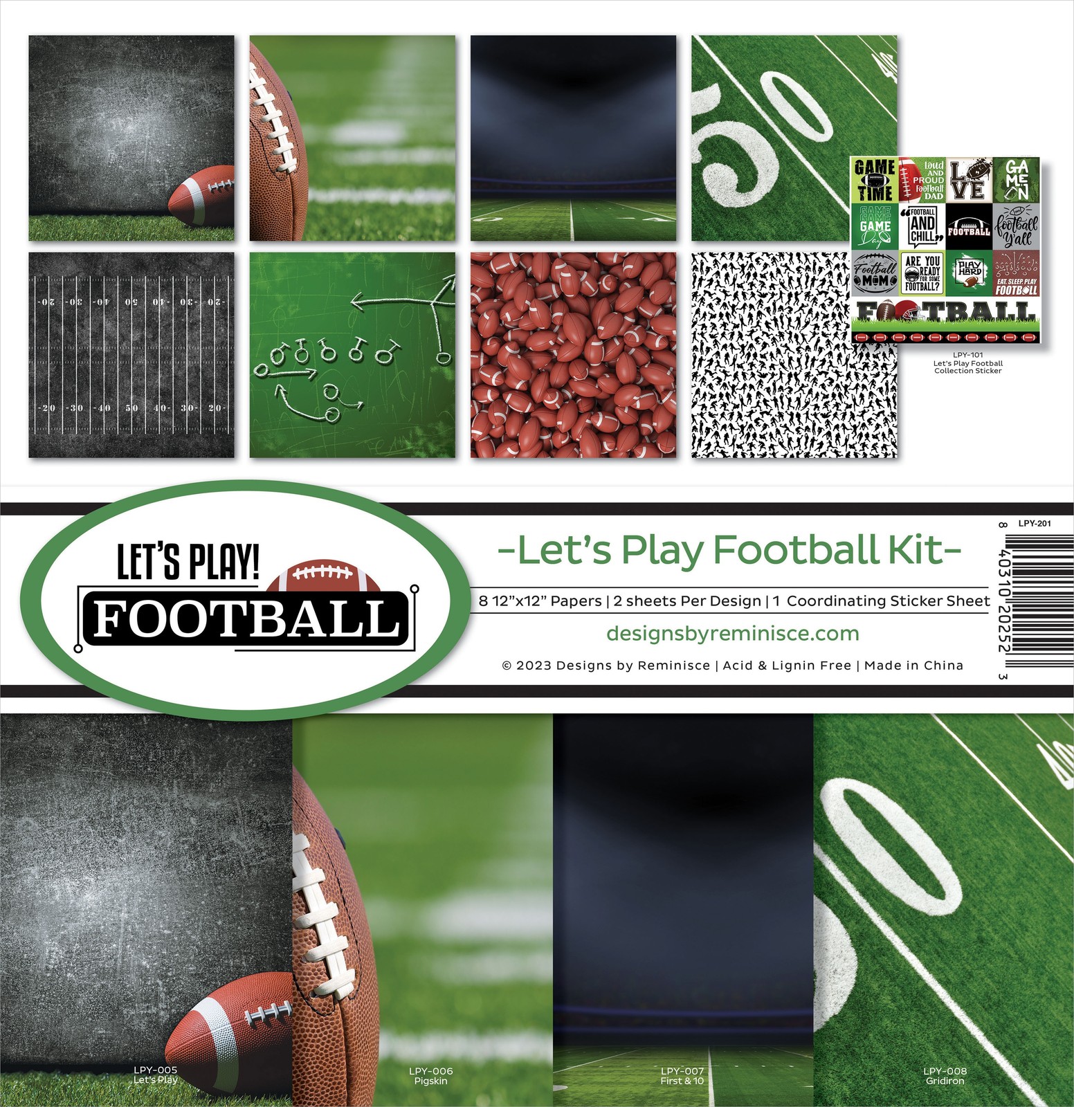 Reminisce Collection Kit 12"X12"-Let's Play Football