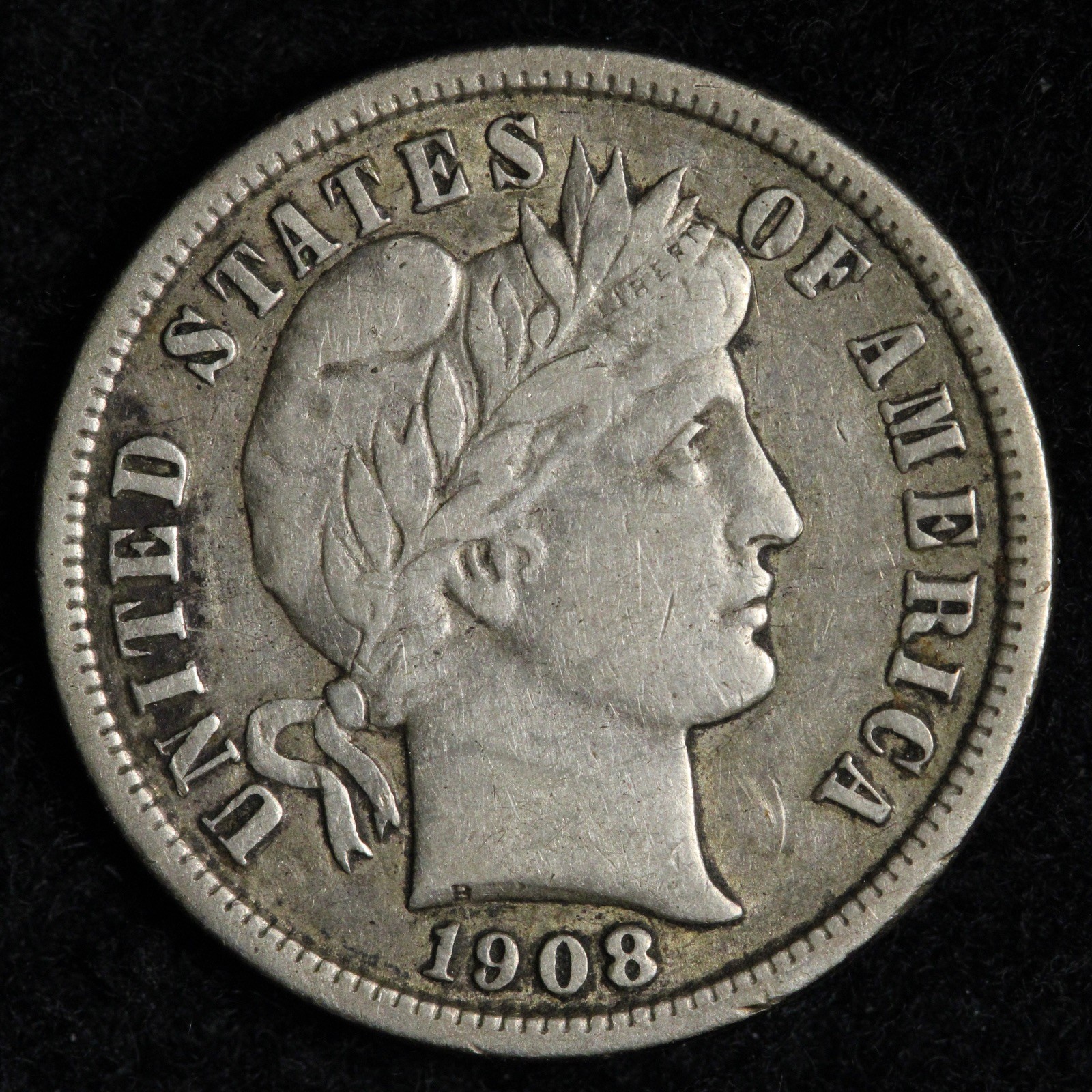 1908-D Barber Silver Dime XF E306 KRCN