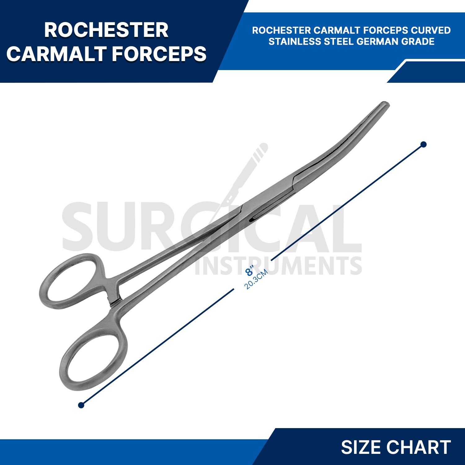 Rochester Carmalt Forceps 8" Curved Veterinary Instruments German Grade
